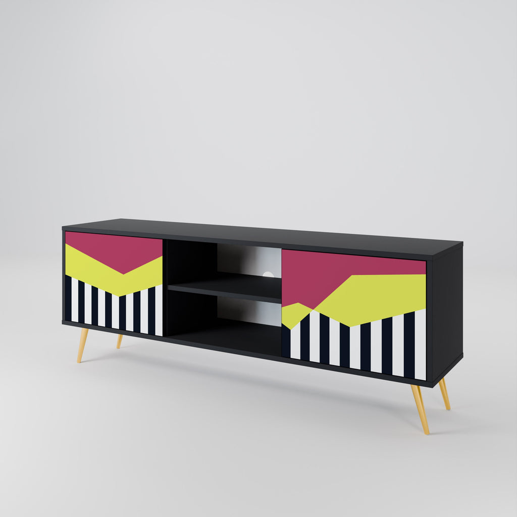 Meuble TV 2 portes PIANO FANTASY finition noire