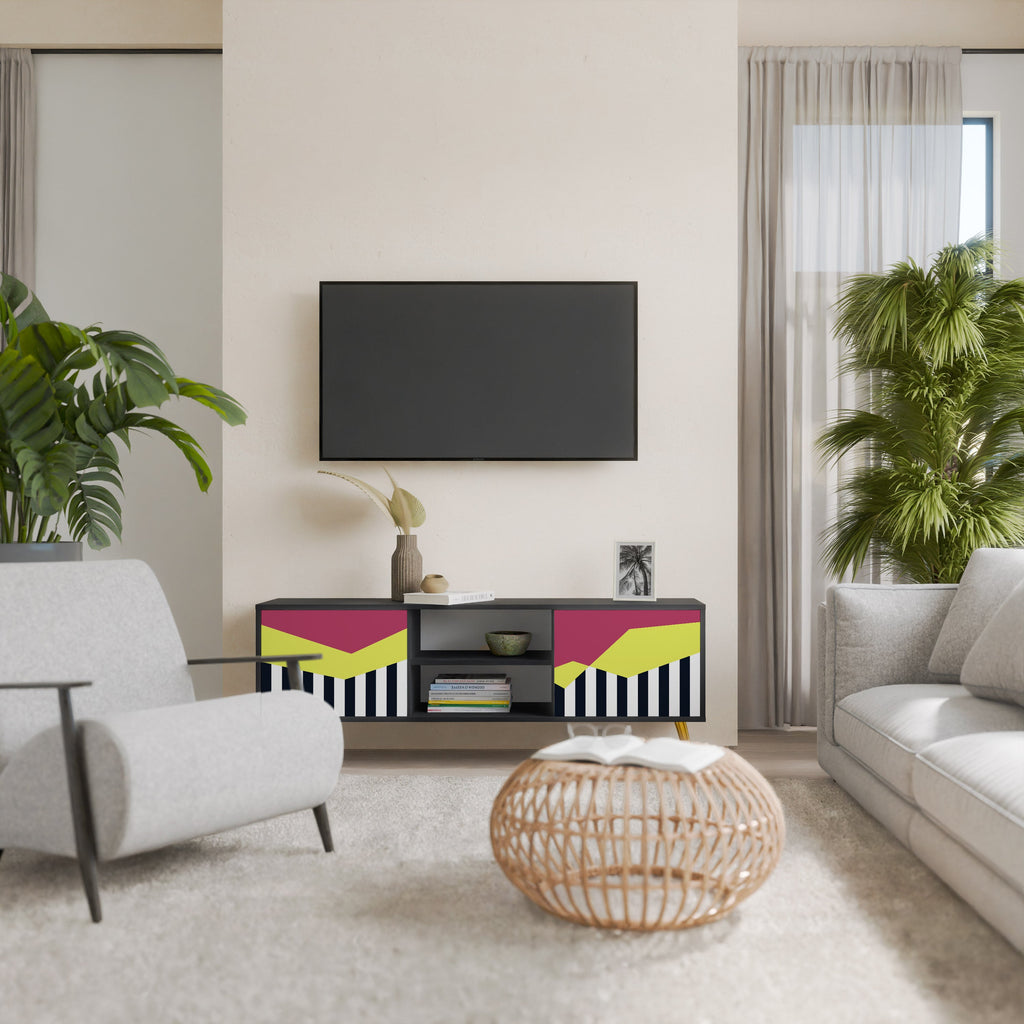 Meuble TV 2 portes PIANO FANTASY finition noire