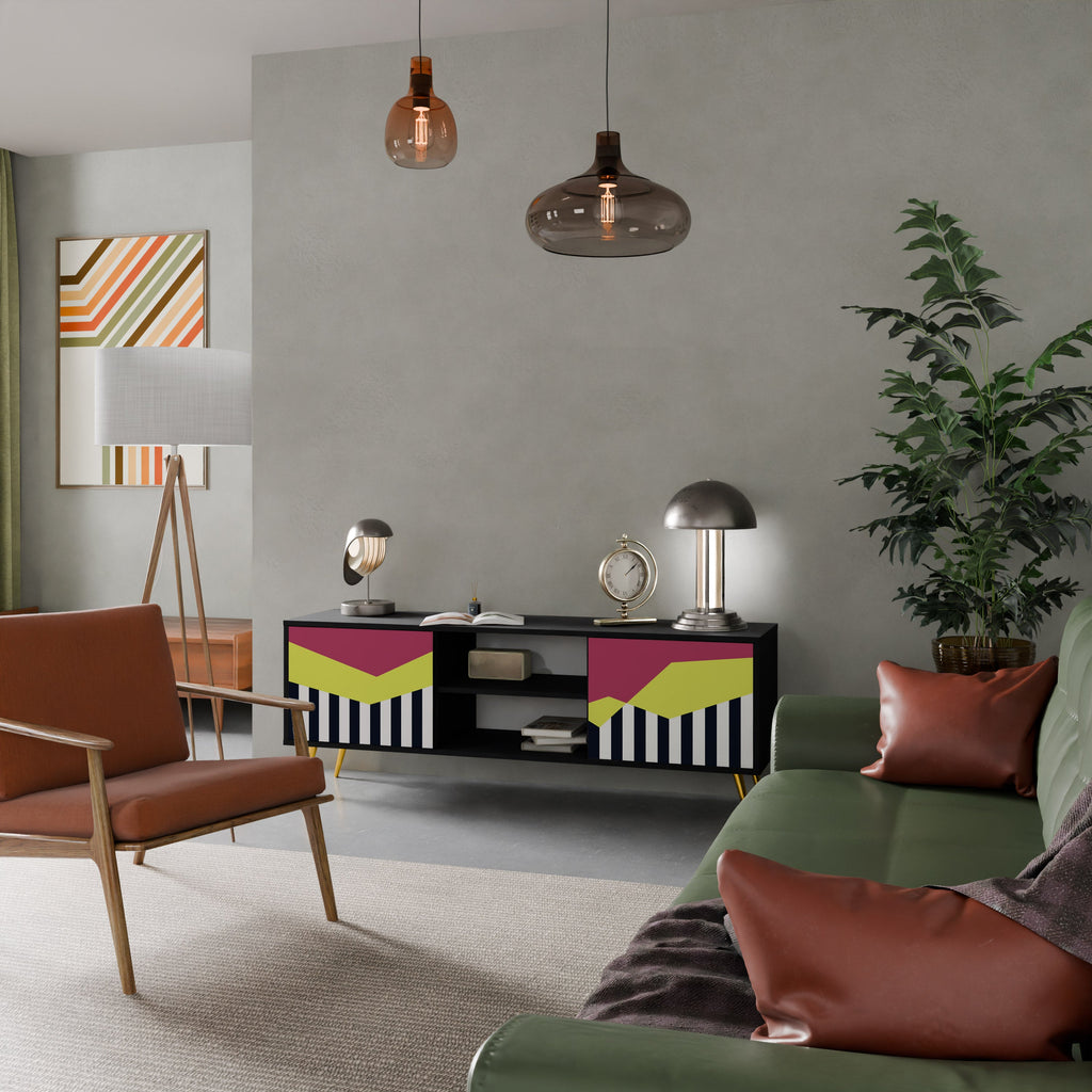 Meuble TV 2 portes PIANO FANTASY finition noire