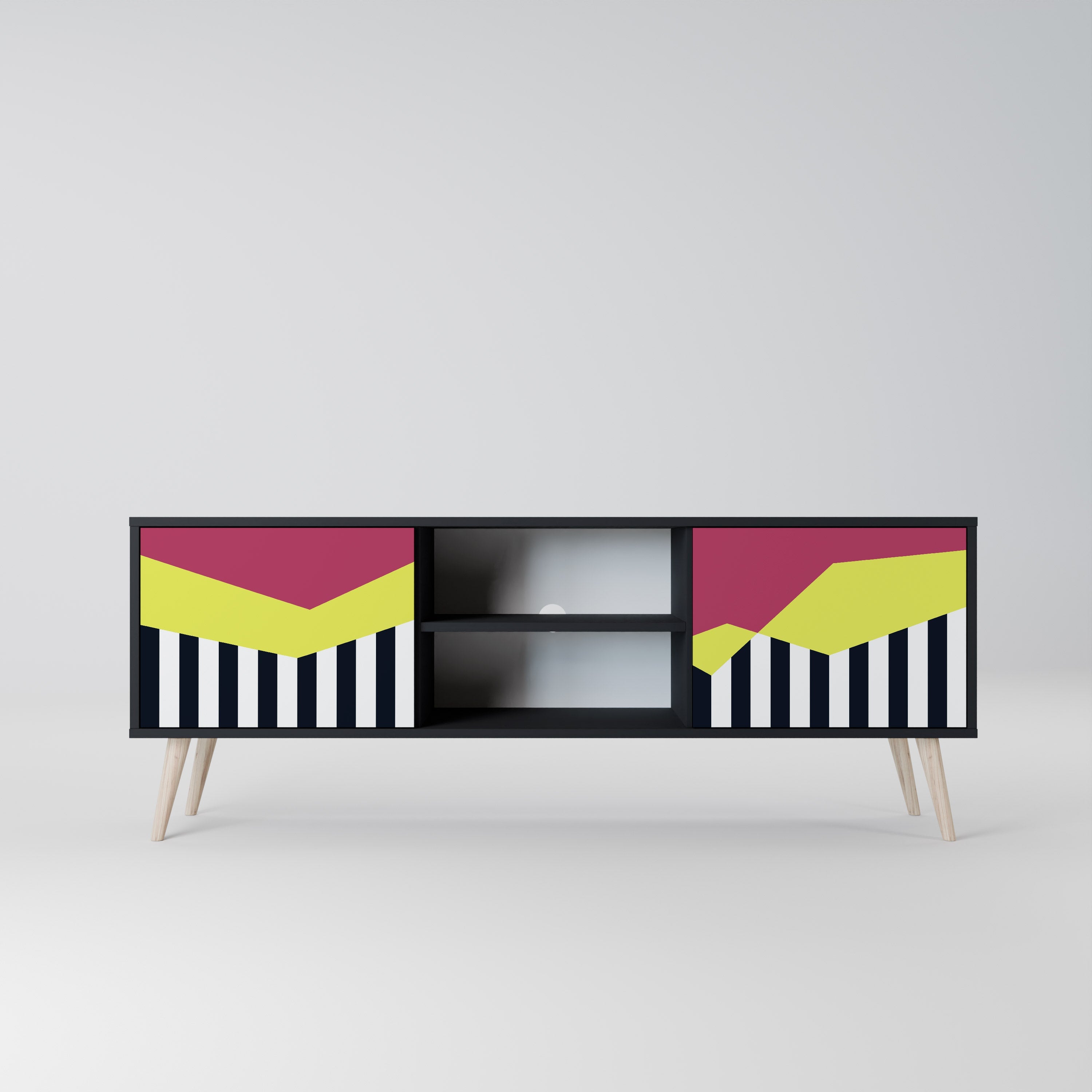 Meuble TV 2 portes PIANO FANTASY finition noire