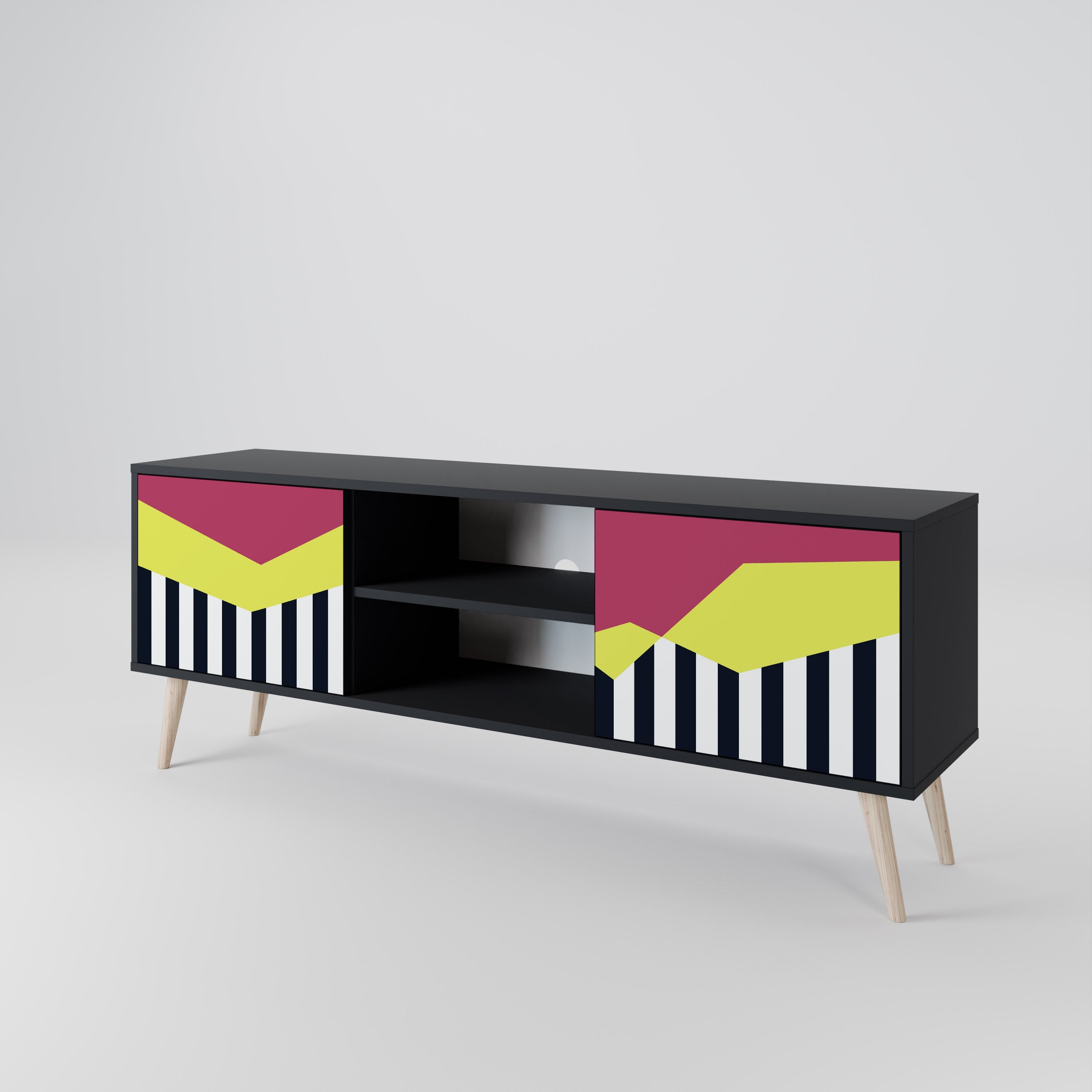 Meuble TV 2 portes PIANO FANTASY finition noire