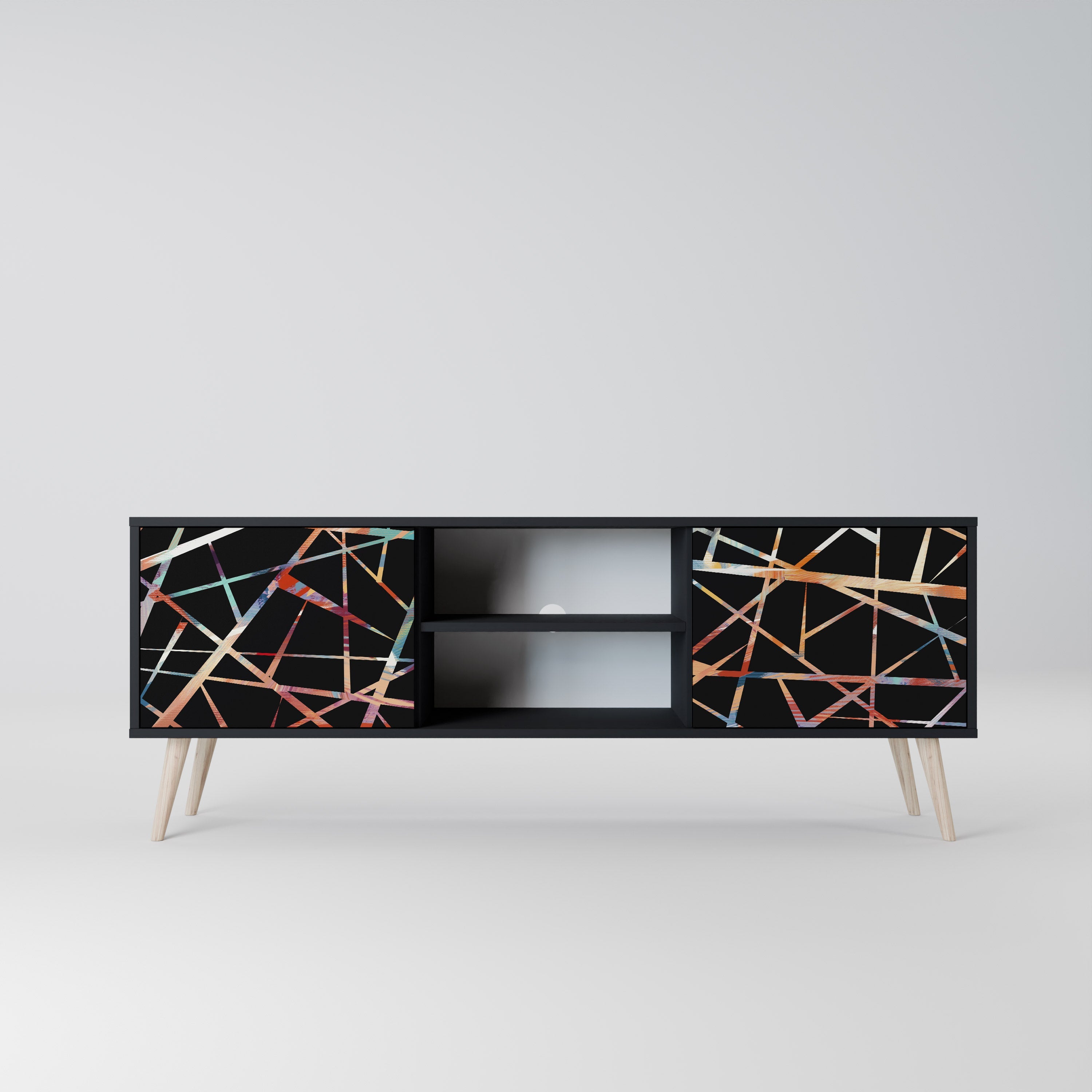 Meuble TV 2 portes POLYGON VERVE finition noire