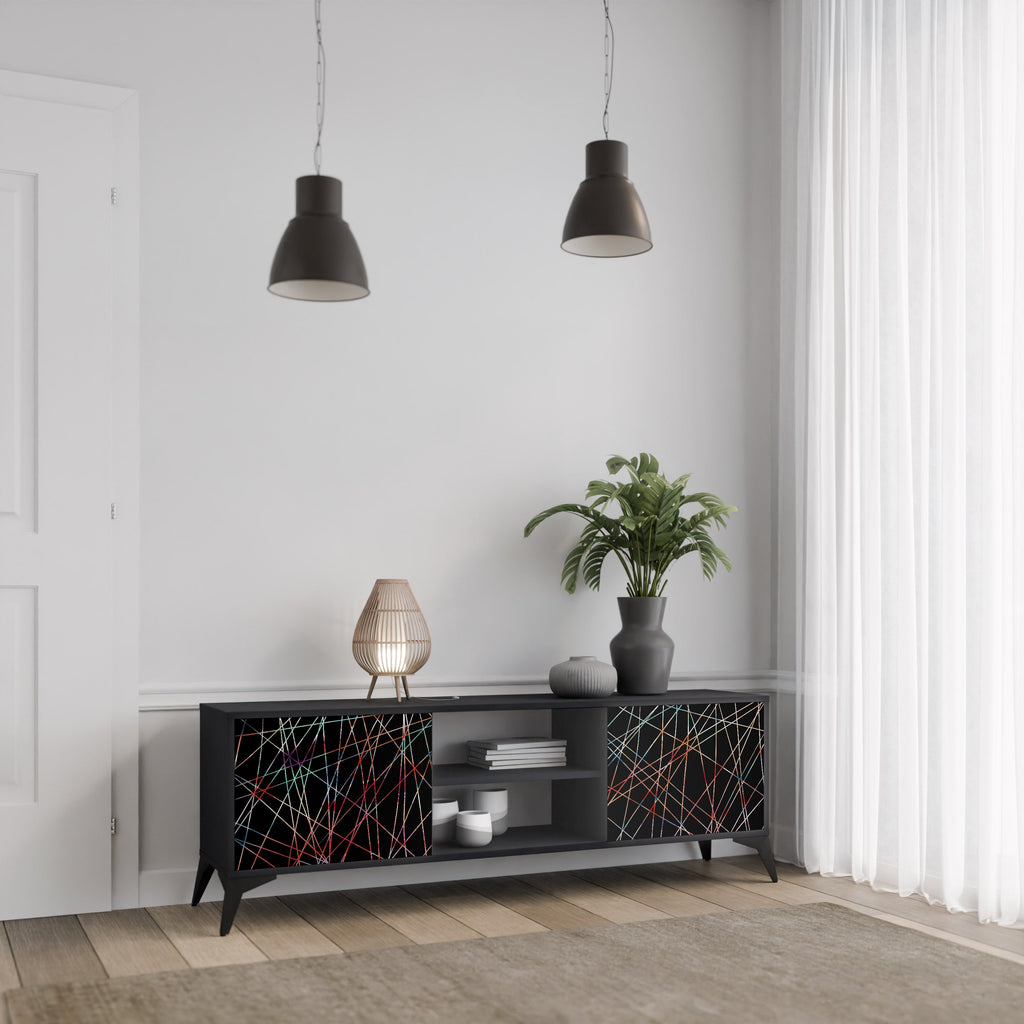 Meuble TV 2 portes LUMINOUS SNARE finition noire