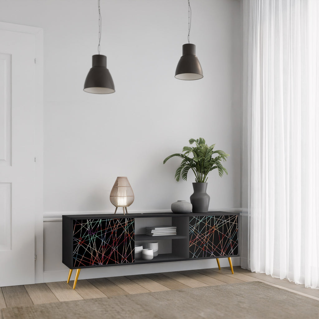 Meuble TV 2 portes LUMINOUS SNARE finition noire