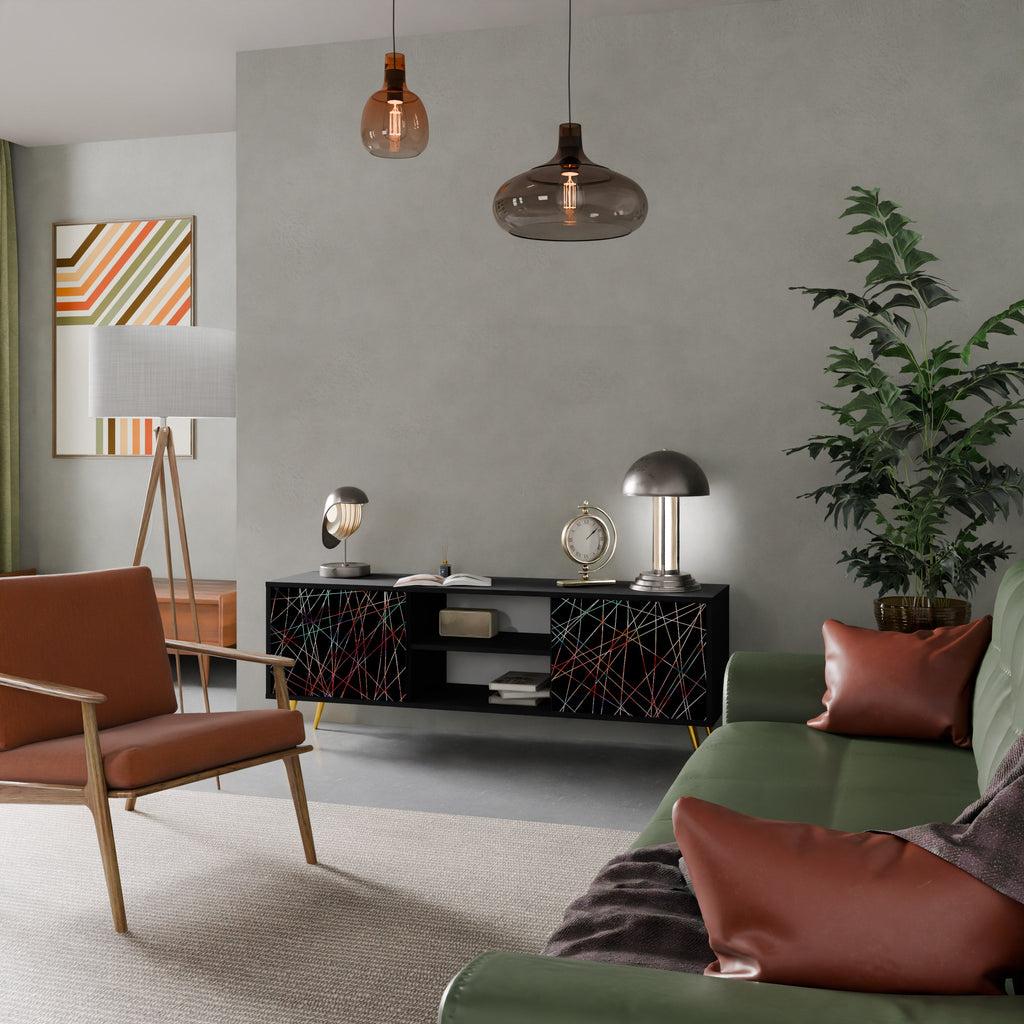 Meuble TV 2 portes LUMINOUS SNARE finition noire