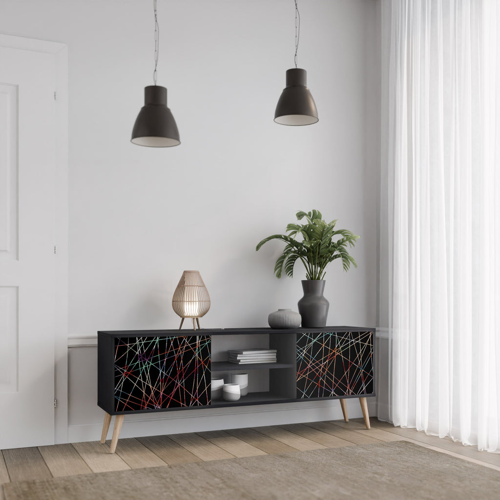 Meuble TV 2 portes LUMINOUS SNARE finition noire