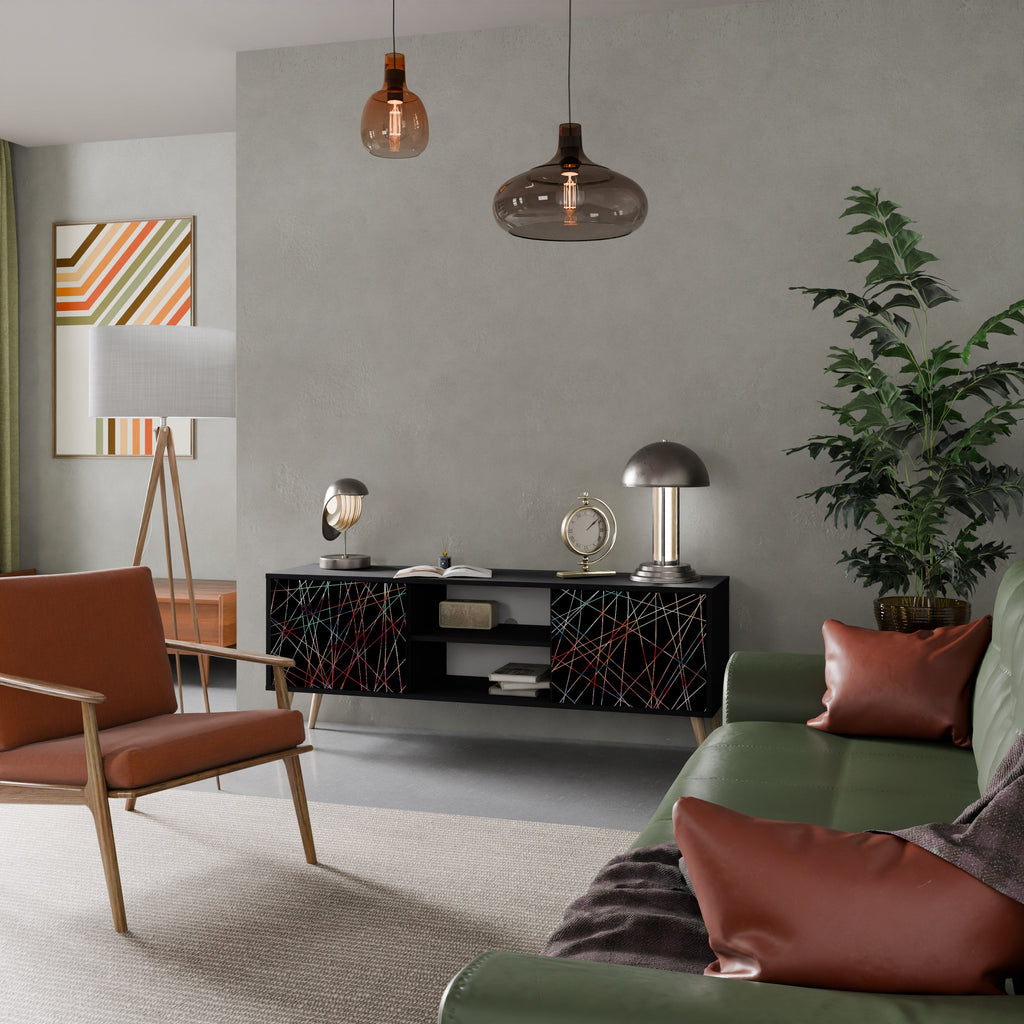 Meuble TV 2 portes LUMINOUS SNARE finition noire