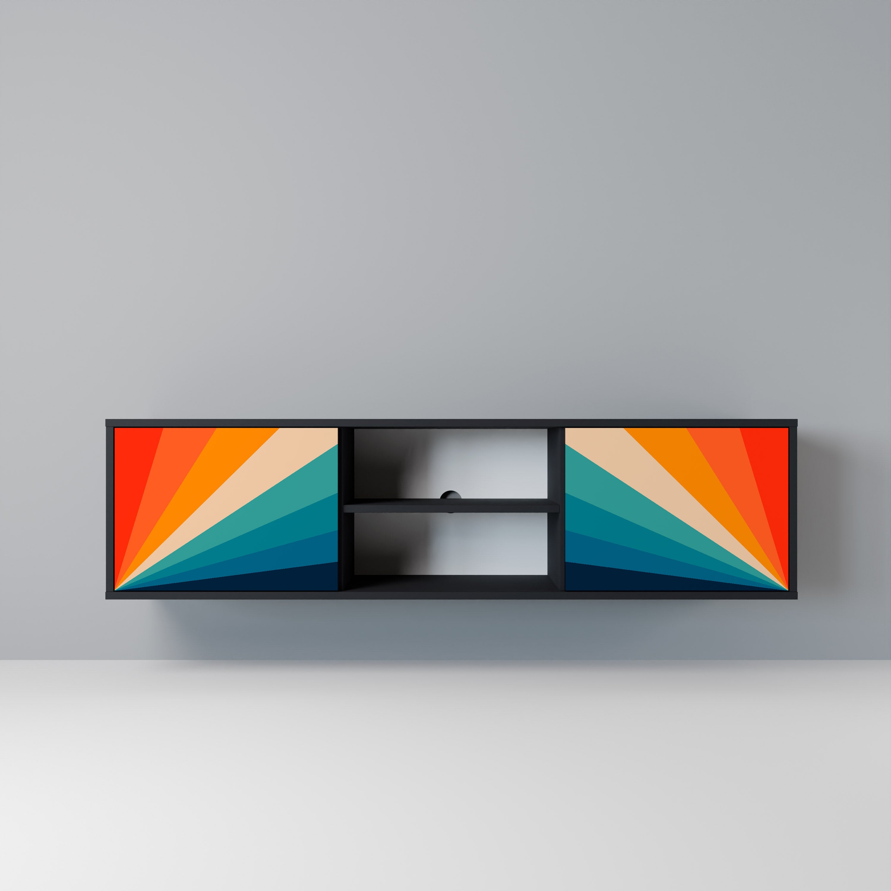 Meuble TV 2 portes PRISM CONCUSSION finition noire