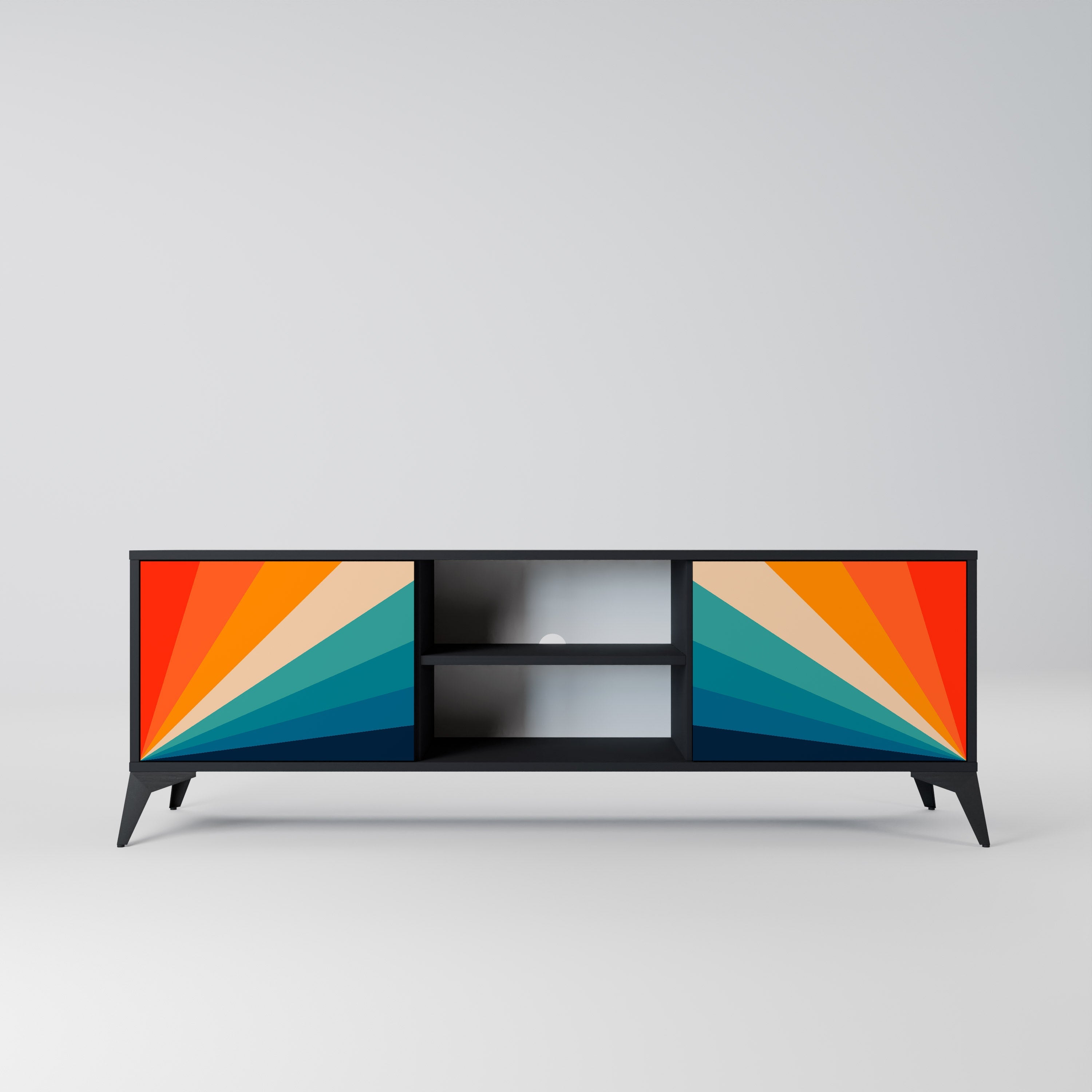 Meuble TV 2 portes PRISM CONCUSSION finition noire