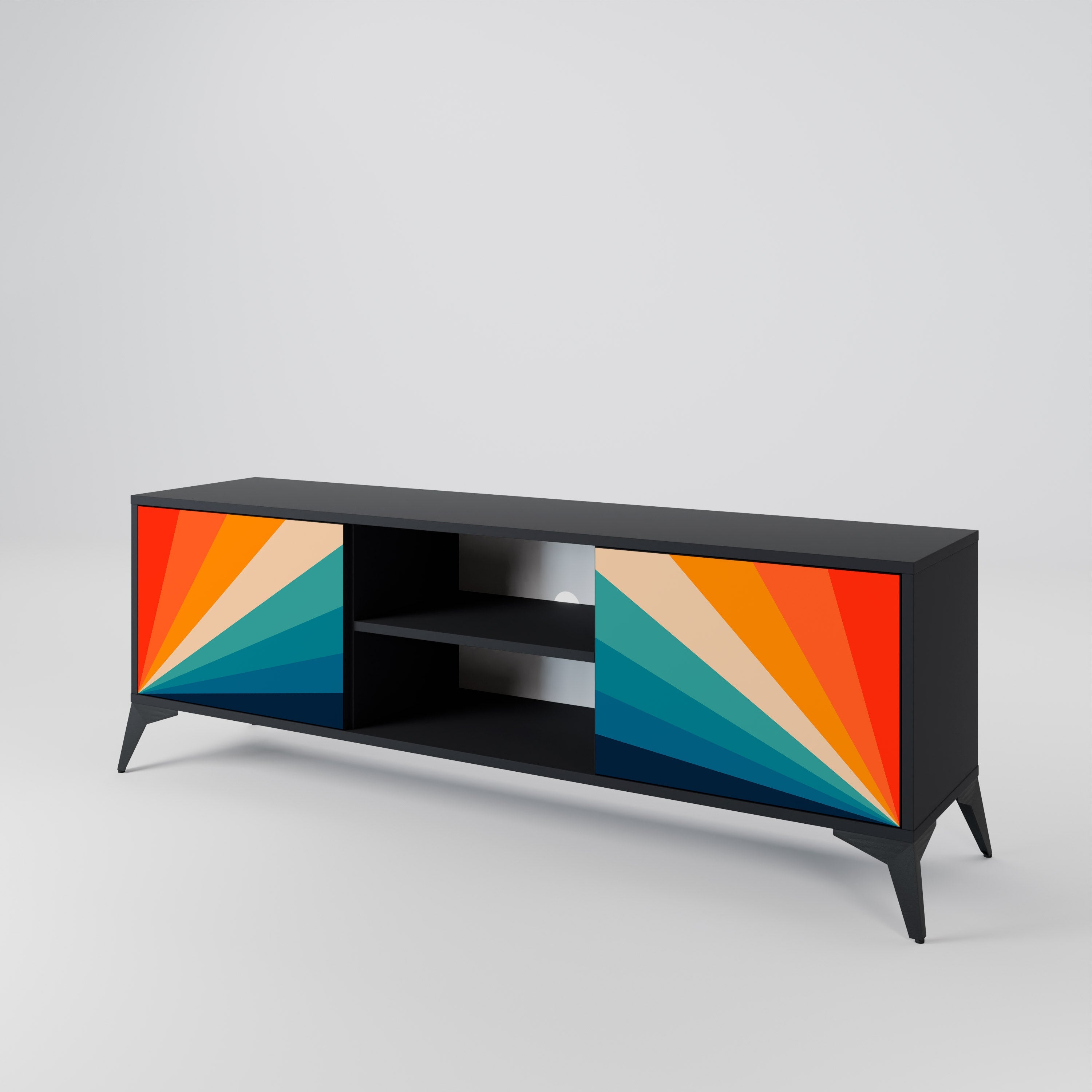 Meuble TV 2 portes PRISM CONCUSSION finition noire