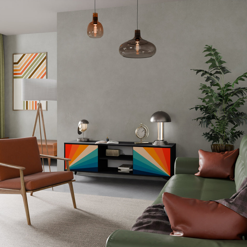 Meuble TV 2 portes PRISM CONCUSSION finition noire