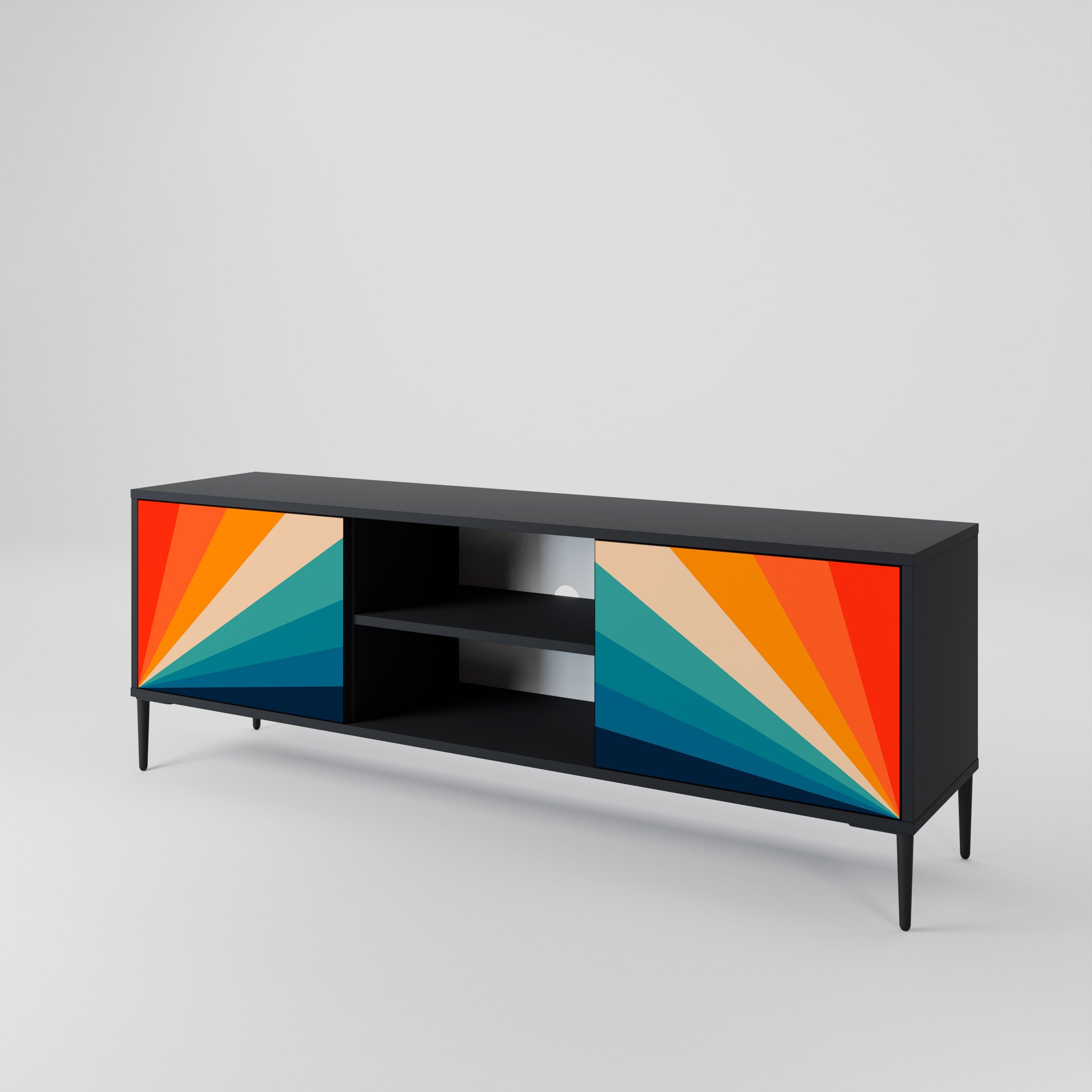 Meuble TV 2 portes PRISM CONCUSSION finition noire