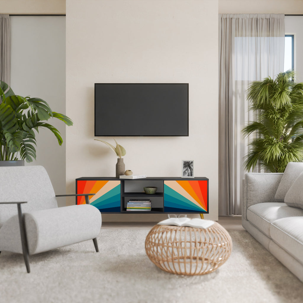 Meuble TV 2 portes PRISM CONCUSSION finition noire