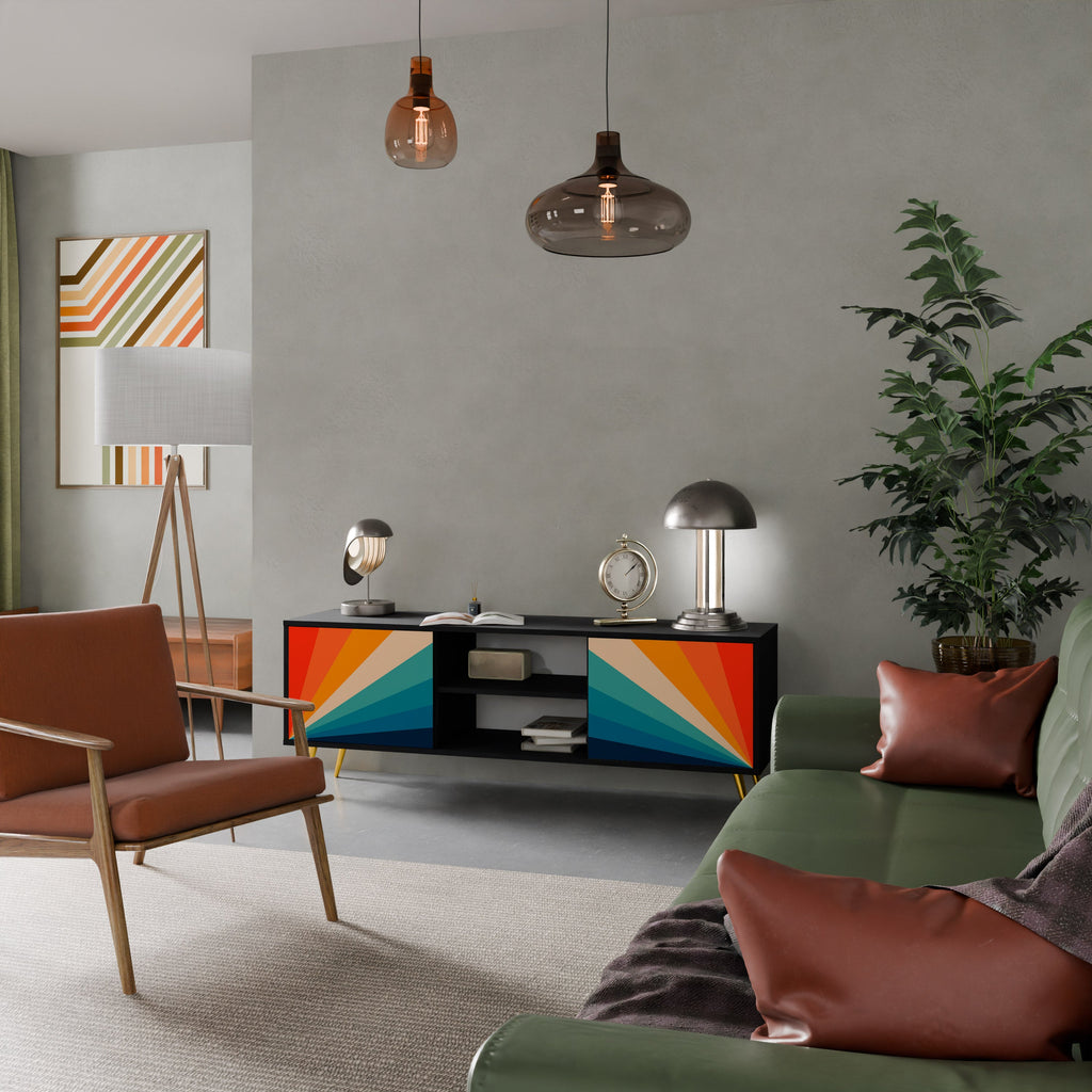 Meuble TV 2 portes PRISM CONCUSSION finition noire