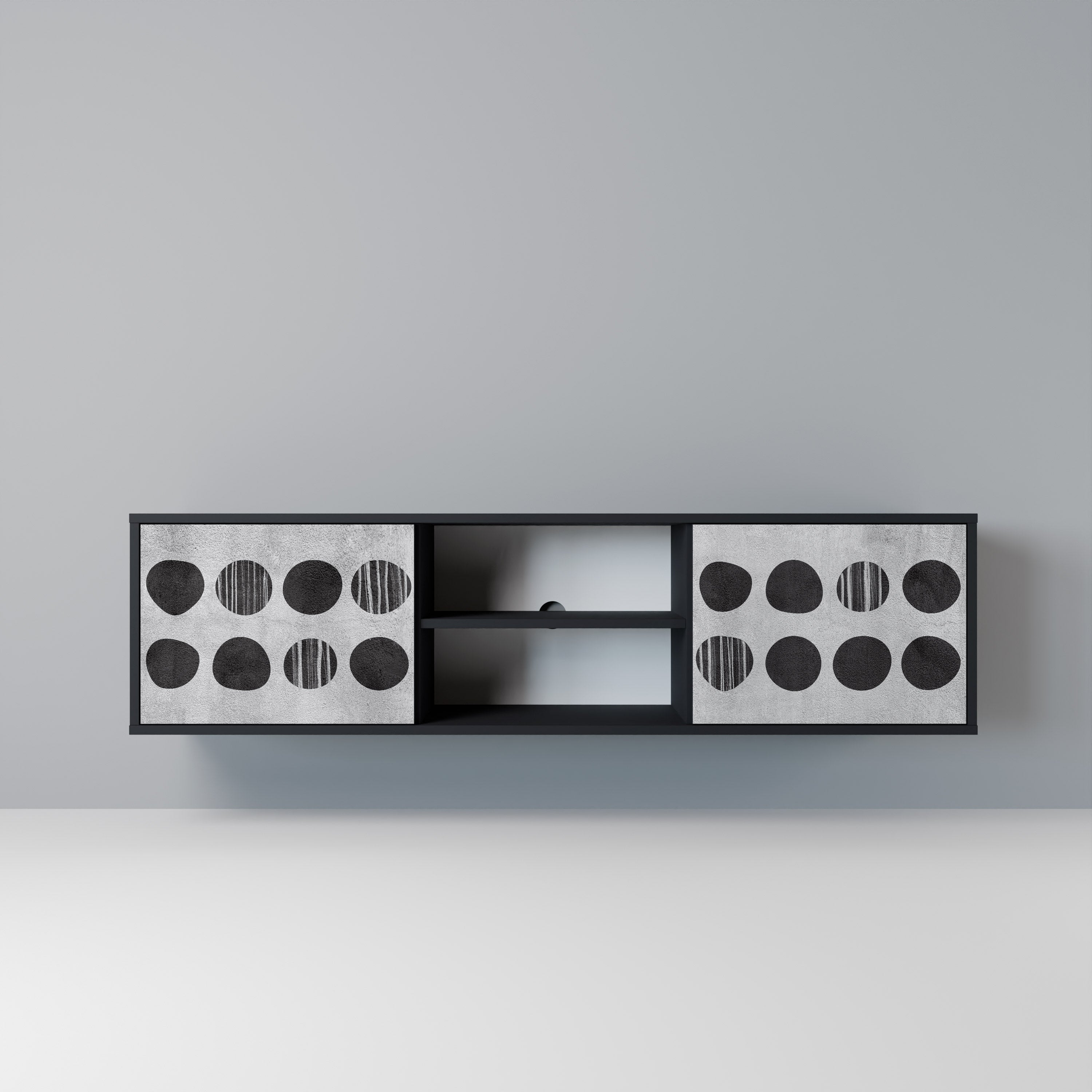 Meuble TV 2 portes GHOSTLY GRADIENTS finition noire