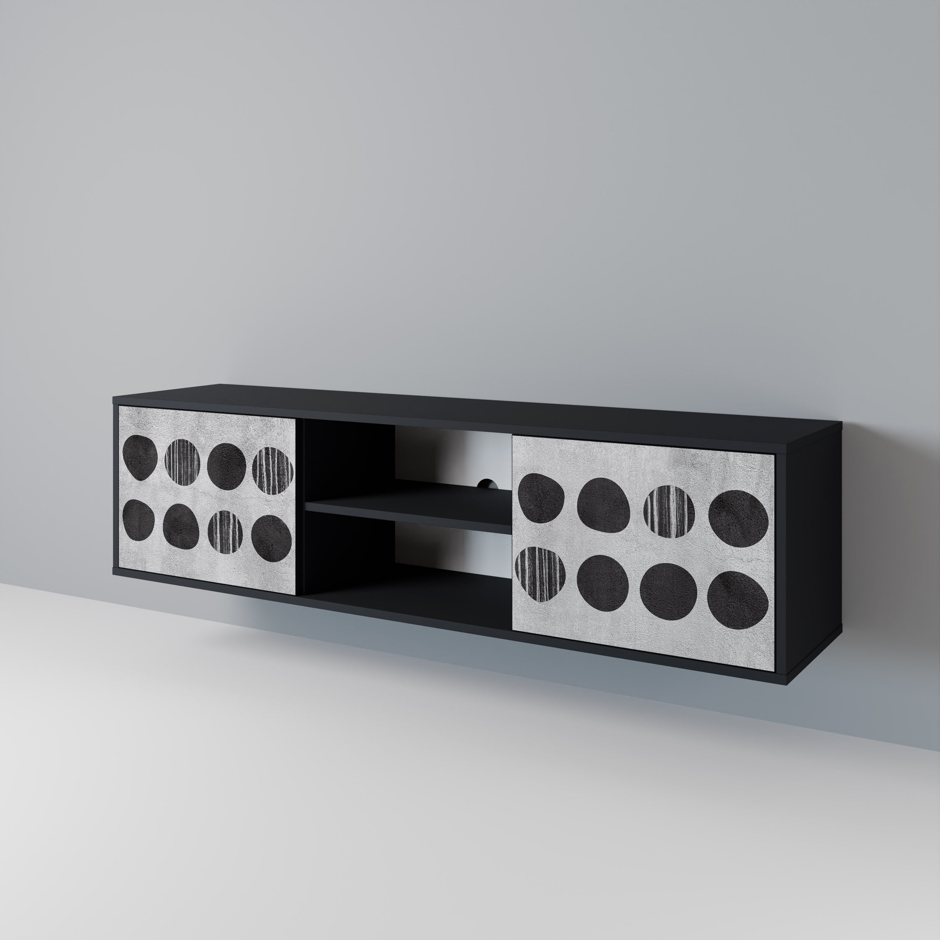 Meuble TV 2 portes GHOSTLY GRADIENTS finition noire