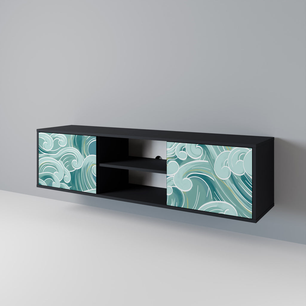 Meuble TV 2 portes ASIAN SWAY finition noire