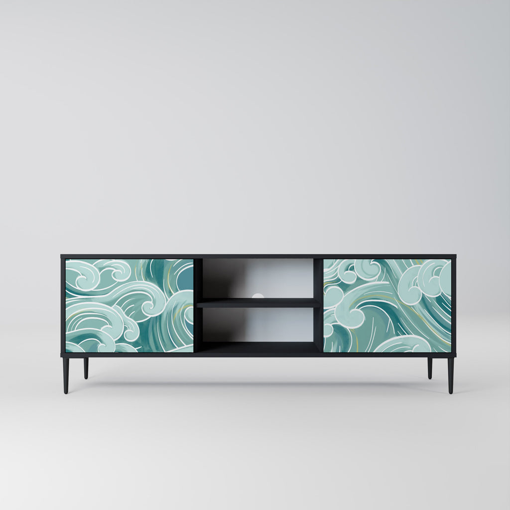 Meuble TV 2 portes ASIAN SWAY finition noire