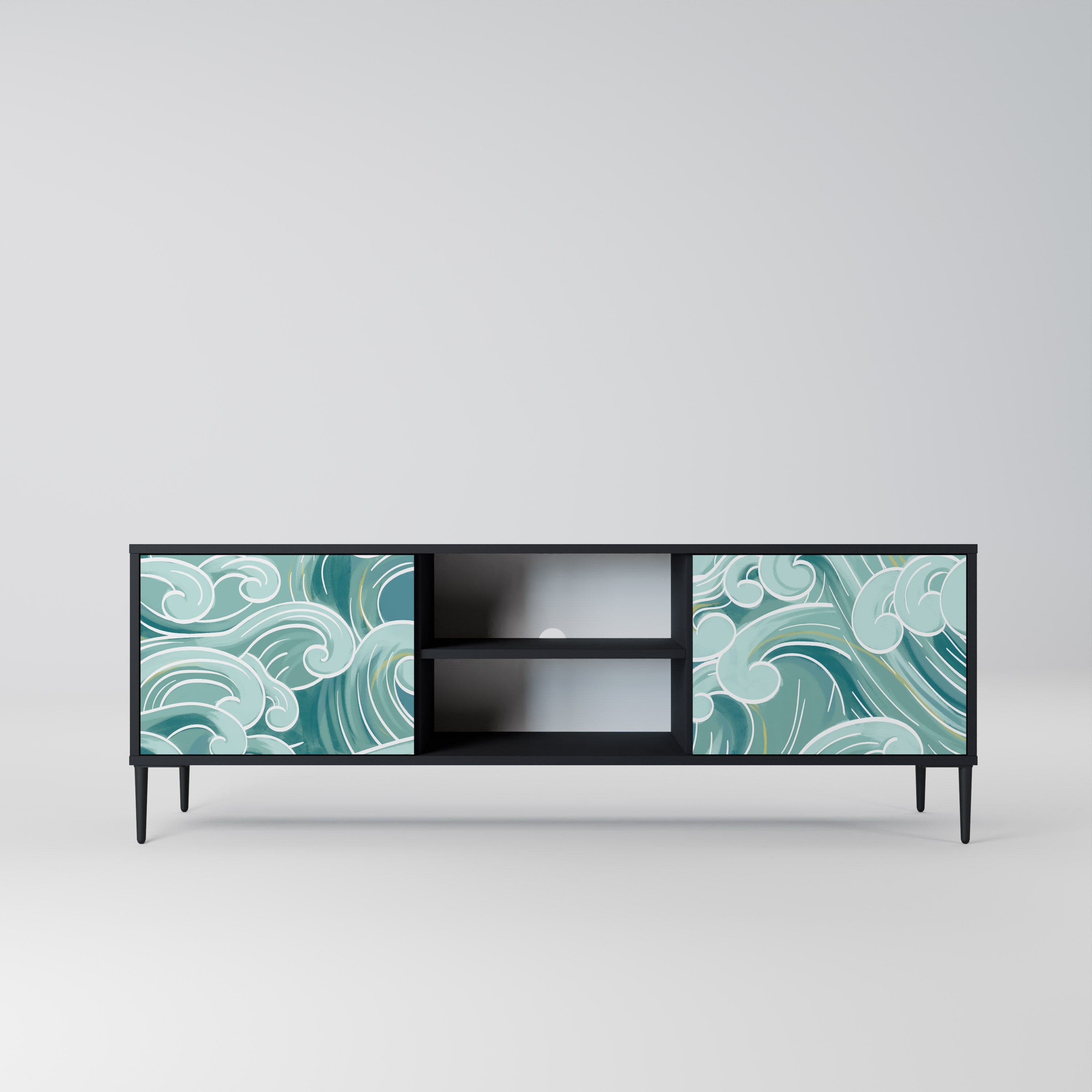 Meuble TV 2 portes ASIAN SWAY finition noire