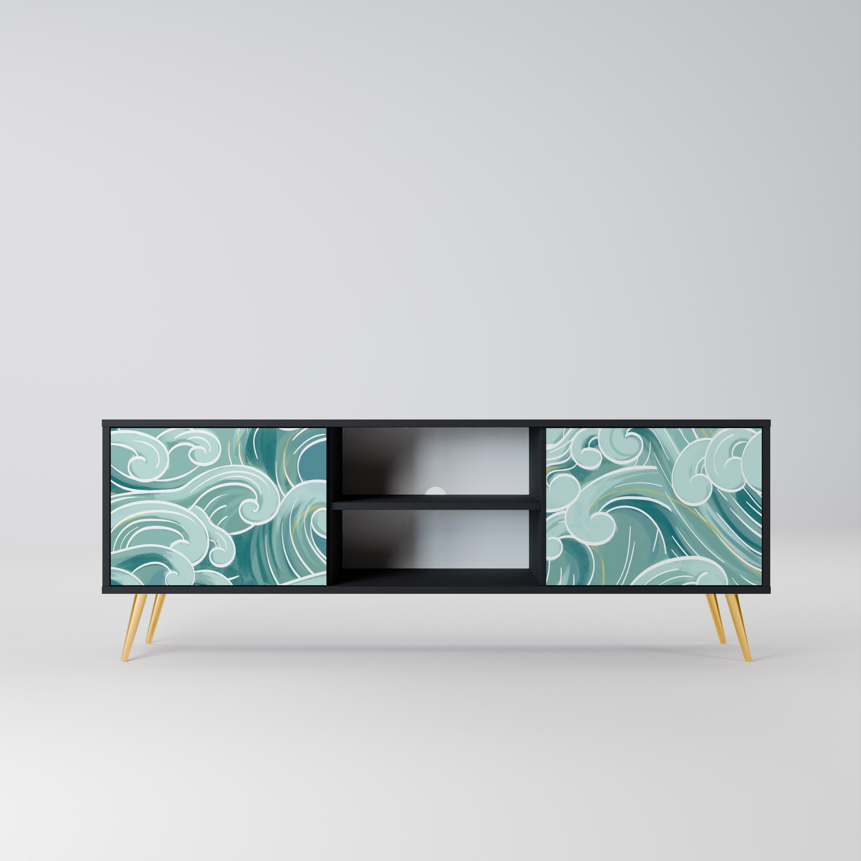 Meuble TV 2 portes ASIAN SWAY finition noire