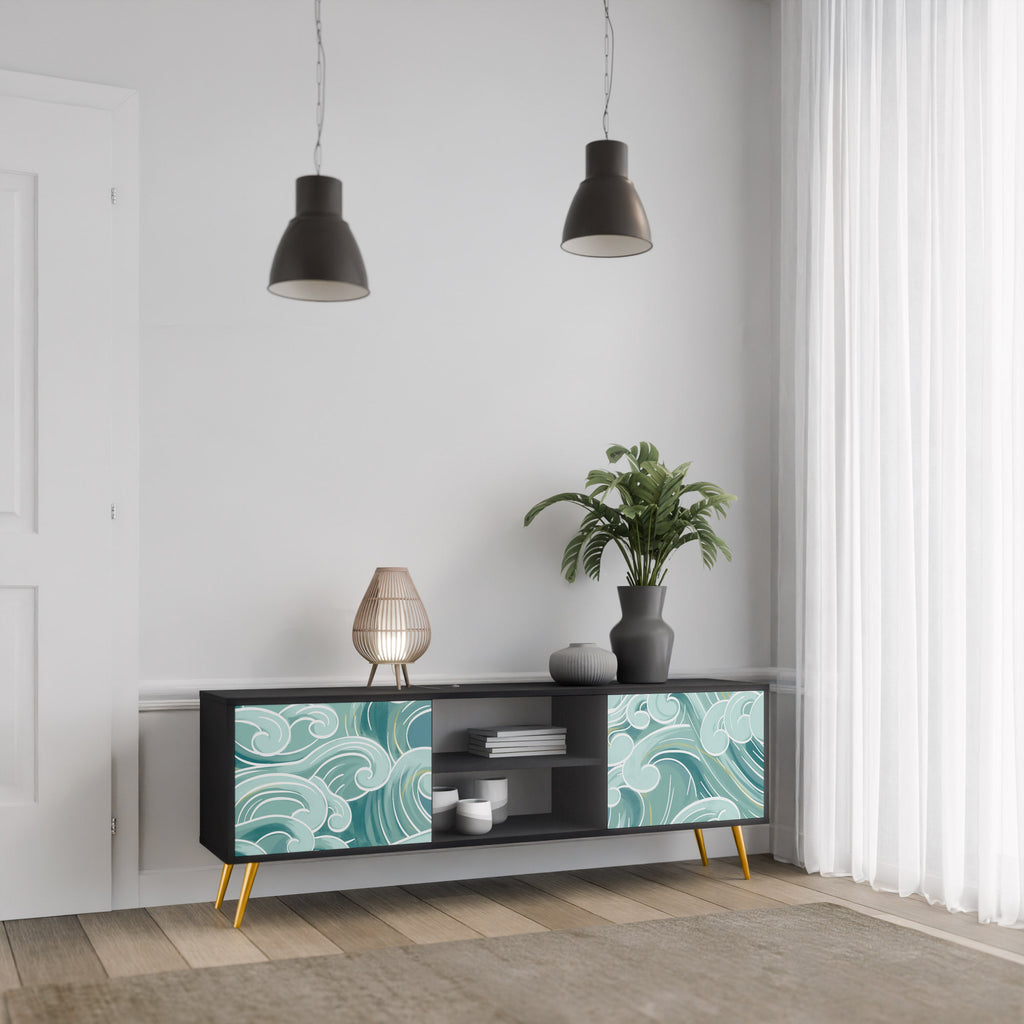 Meuble TV 2 portes ASIAN SWAY finition noire