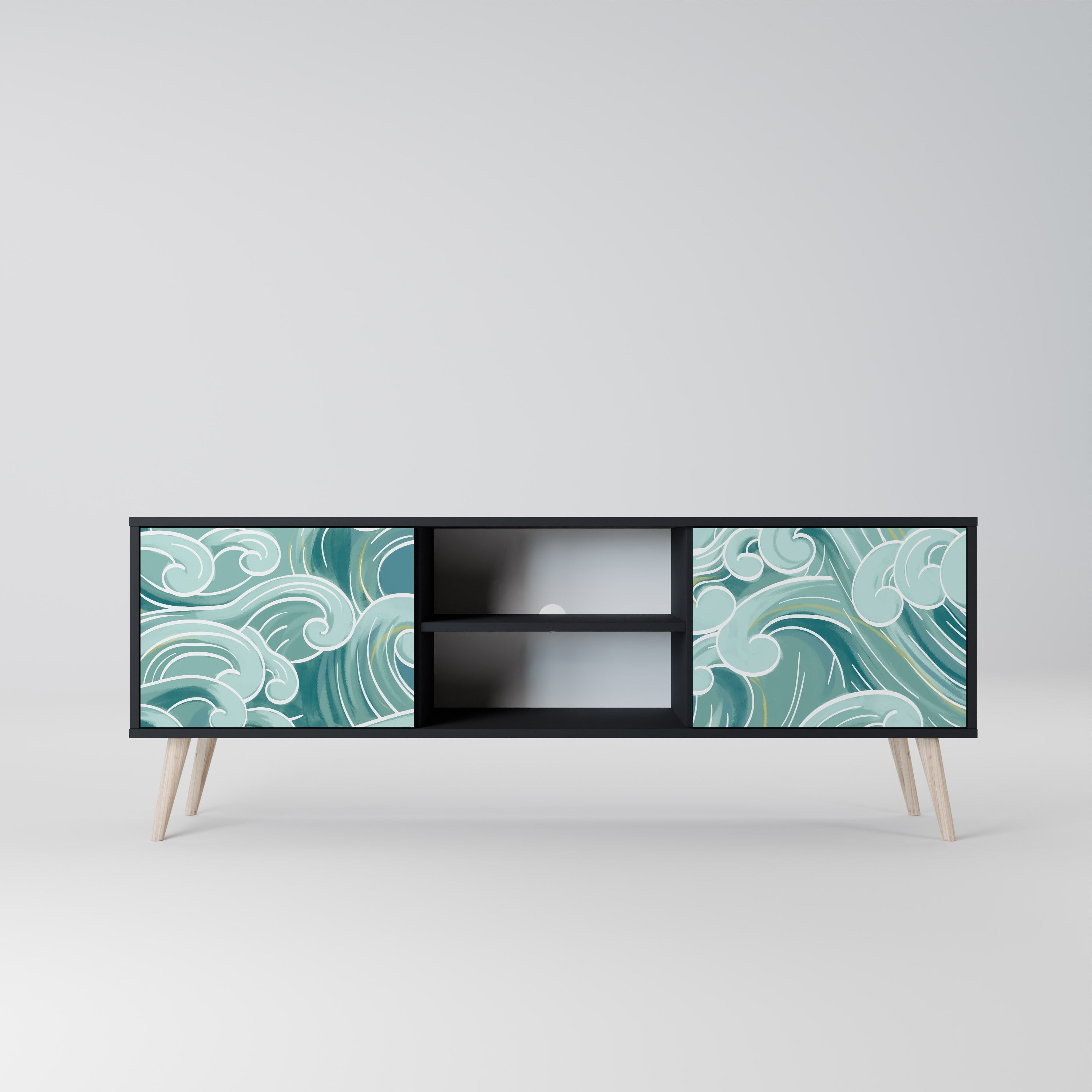 Meuble TV 2 portes ASIAN SWAY finition noire