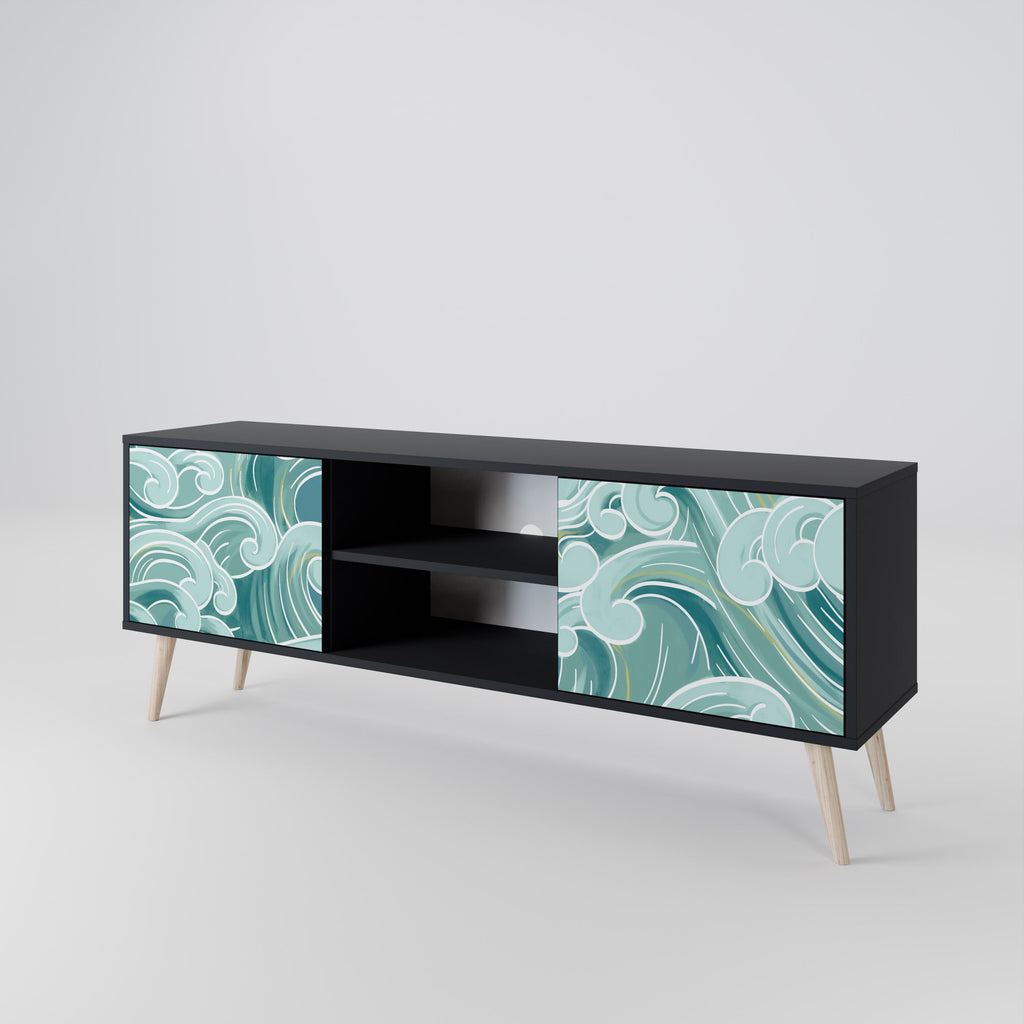 Meuble TV 2 portes ASIAN SWAY finition noire