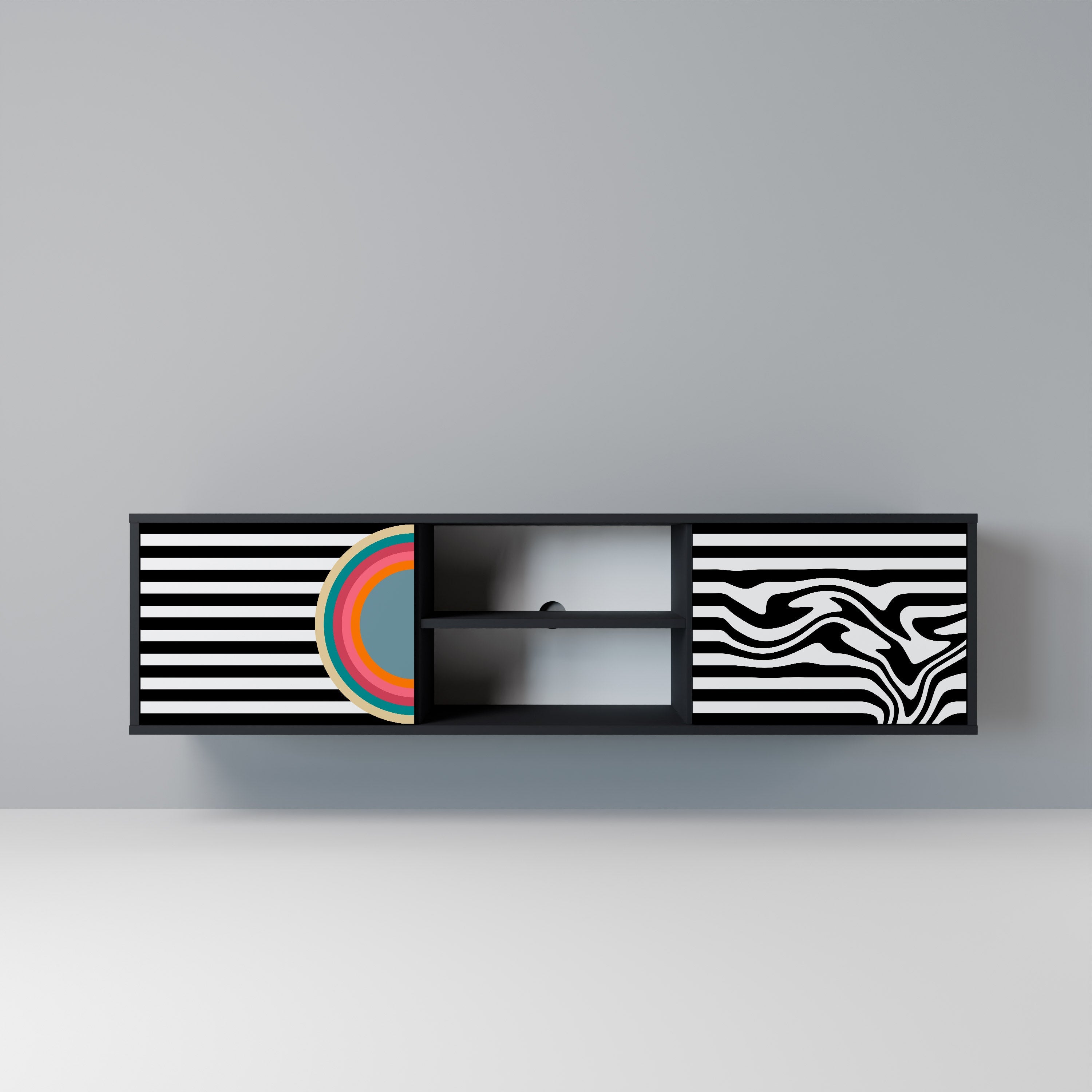 Meuble TV 2 portes SPECTRA SHOWCASE en finition noire