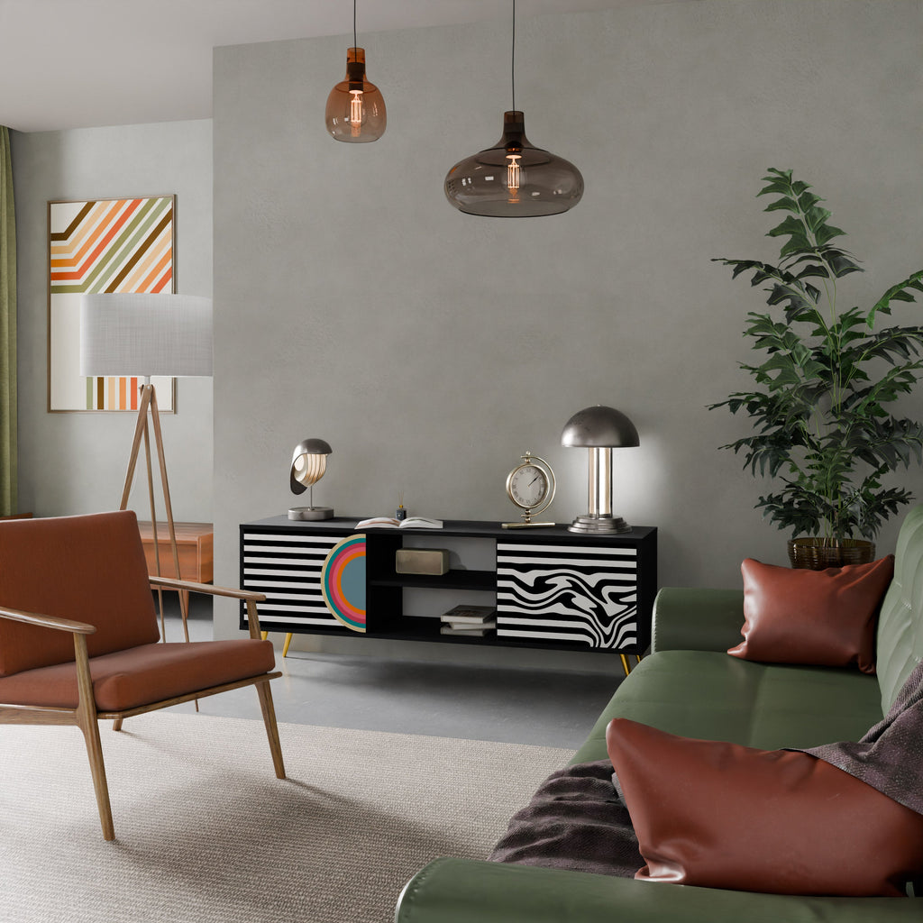 Meuble TV 2 portes SPECTRA SHOWCASE en finition noire