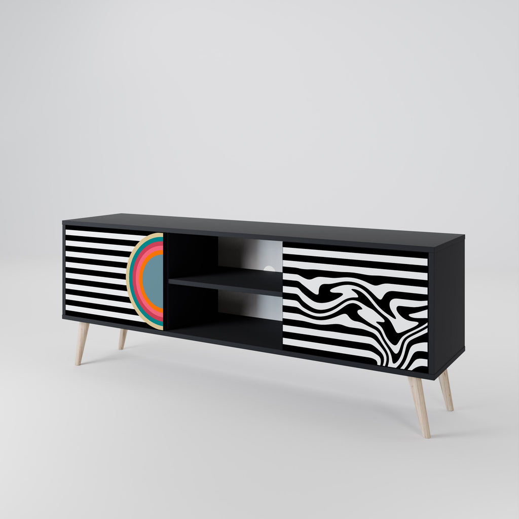 Meuble TV 2 portes SPECTRA SHOWCASE en finition noire