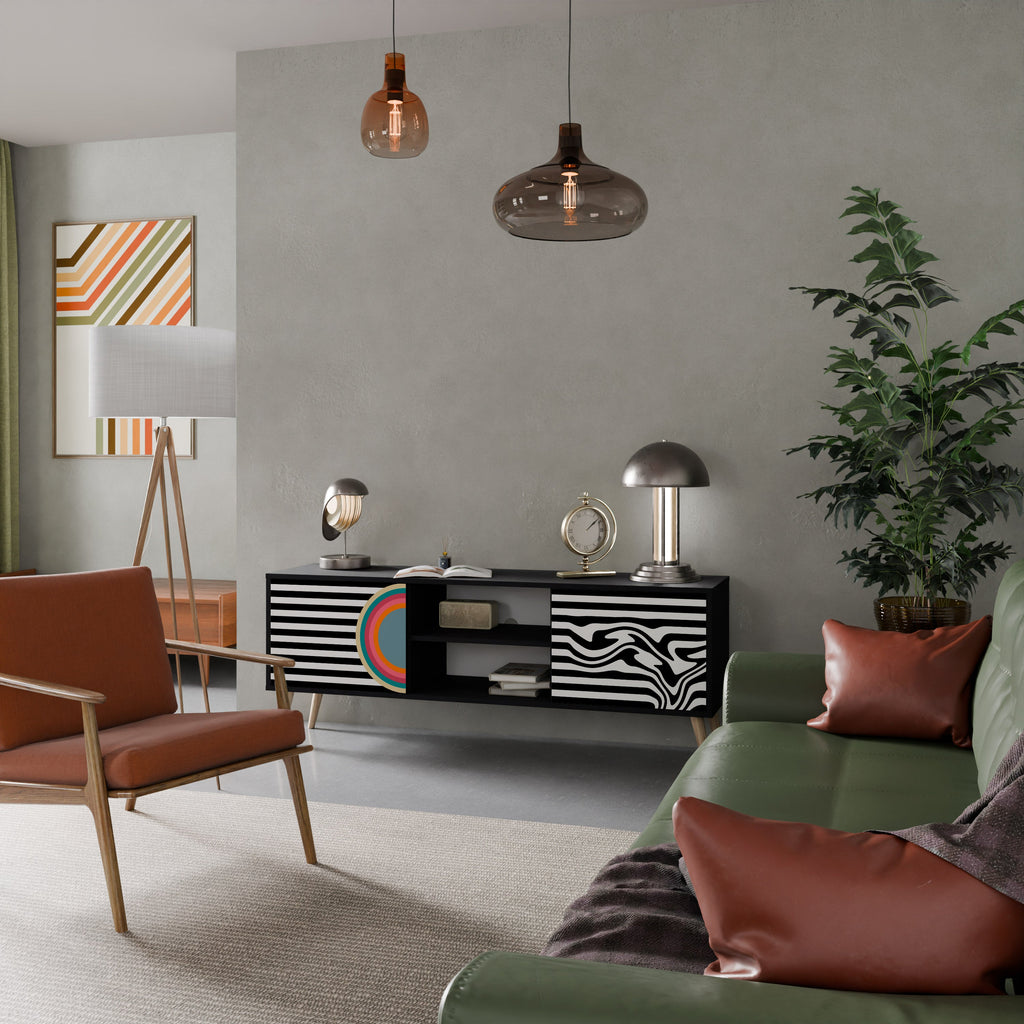 Meuble TV 2 portes SPECTRA SHOWCASE en finition noire