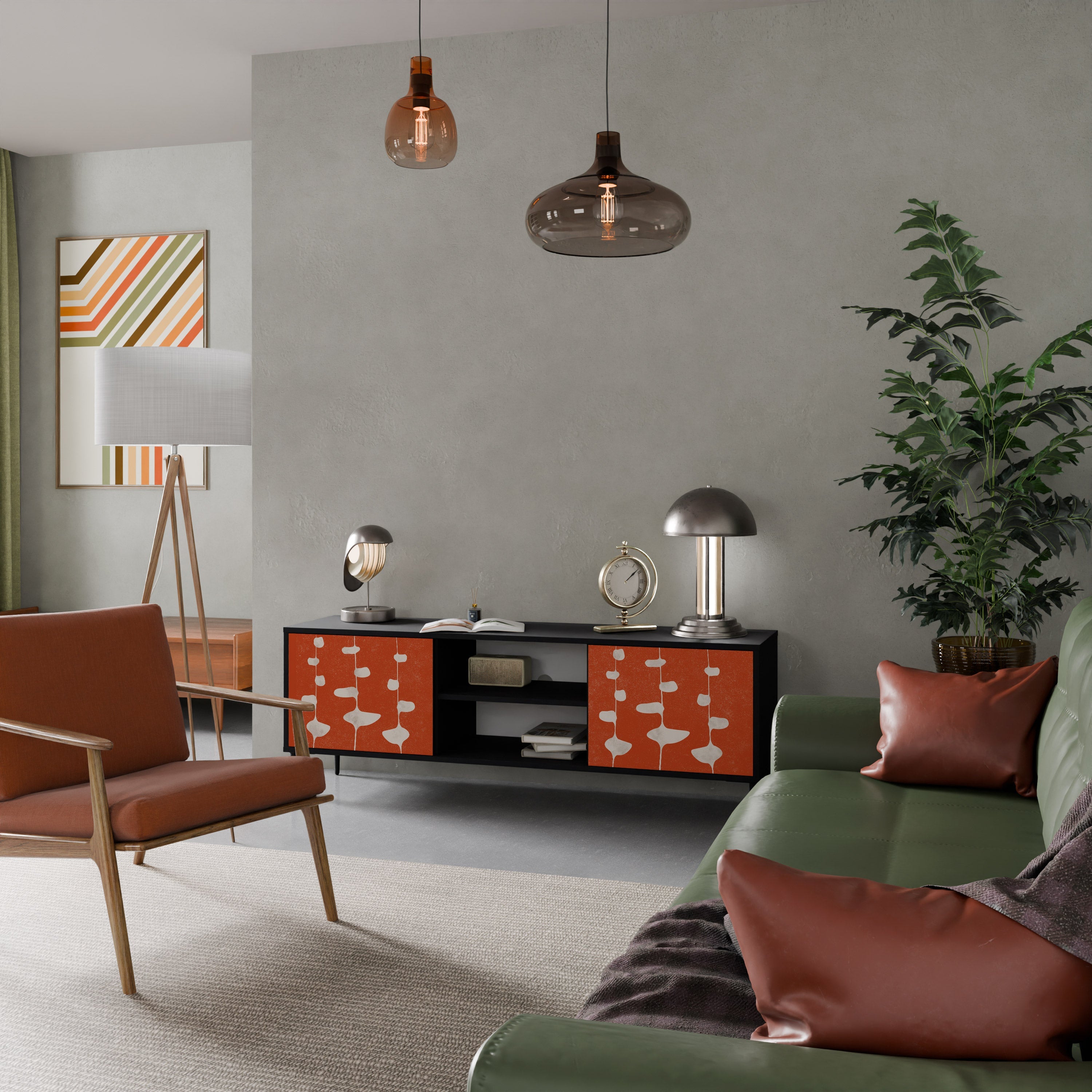 Meuble TV 2 portes COURAGE MOLD finition noire