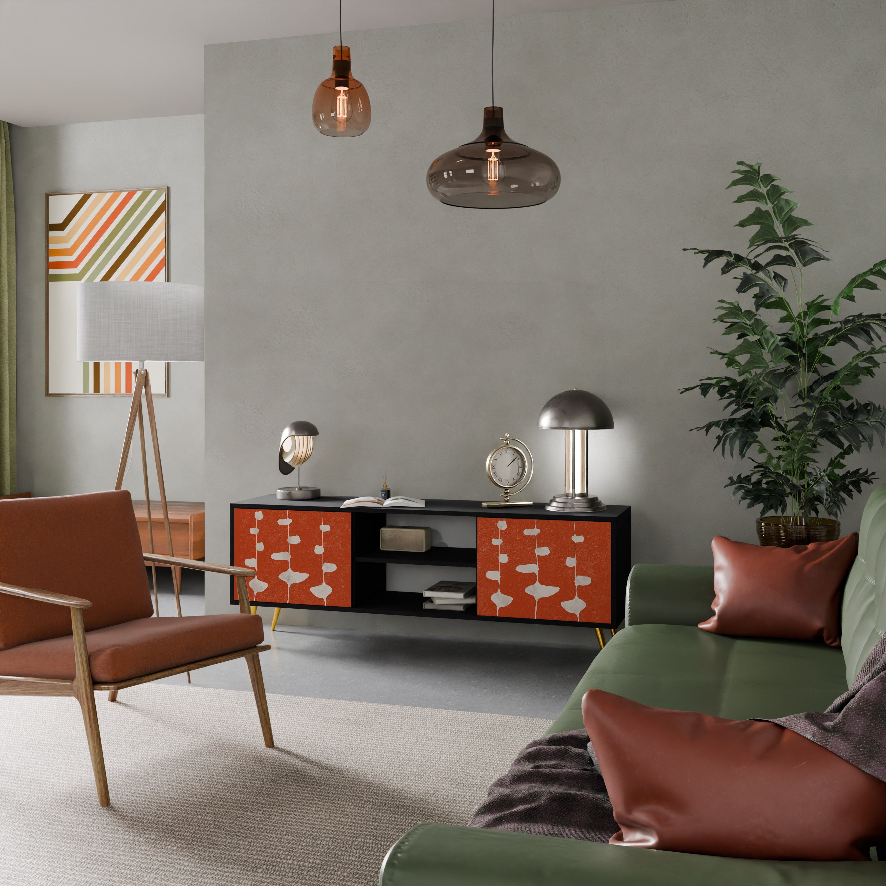 Meuble TV 2 portes COURAGE MOLD finition noire