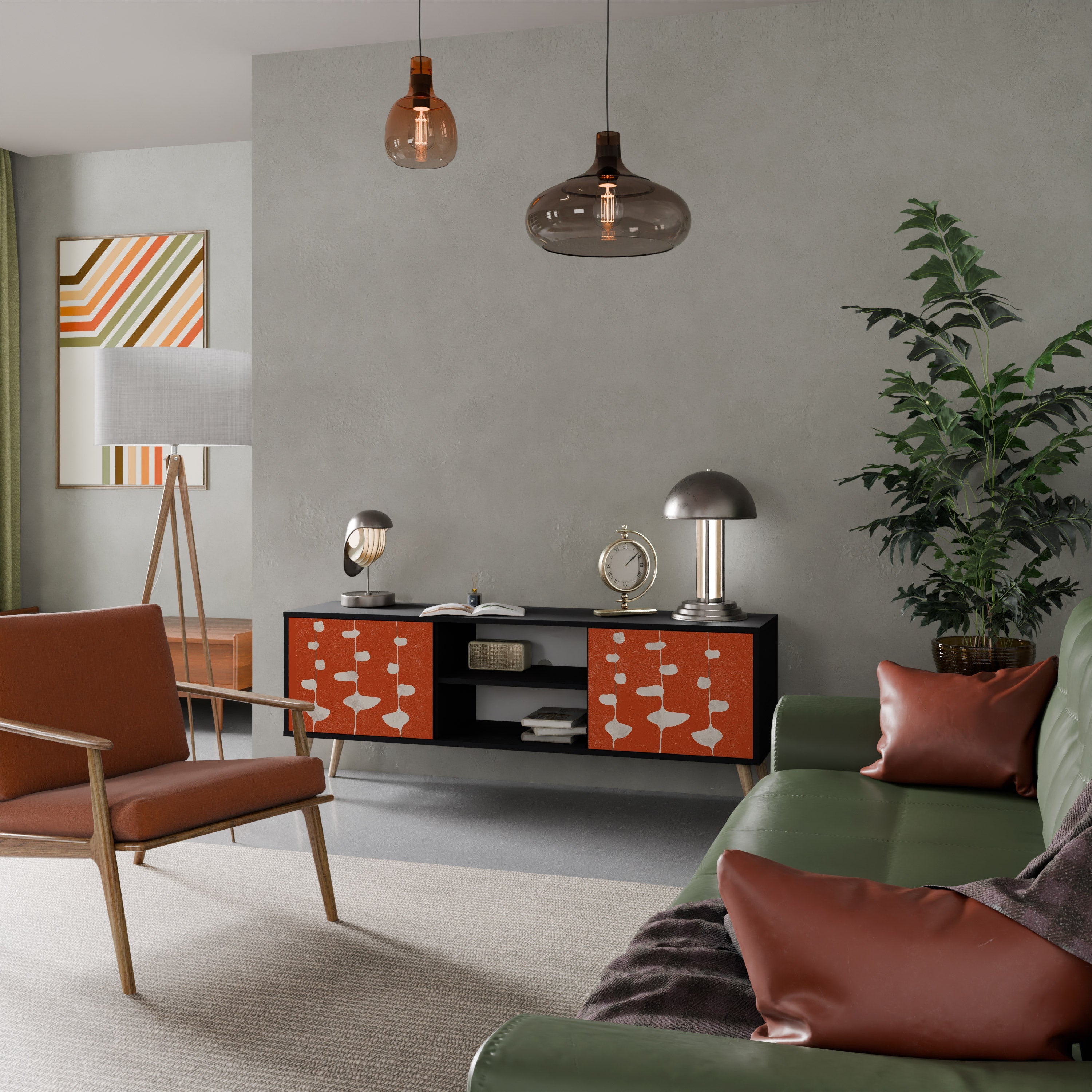 Meuble TV 2 portes COURAGE MOLD finition noire