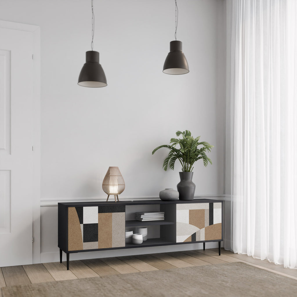 Meuble TV 2 portes DELICATE MEMENTO finition noire