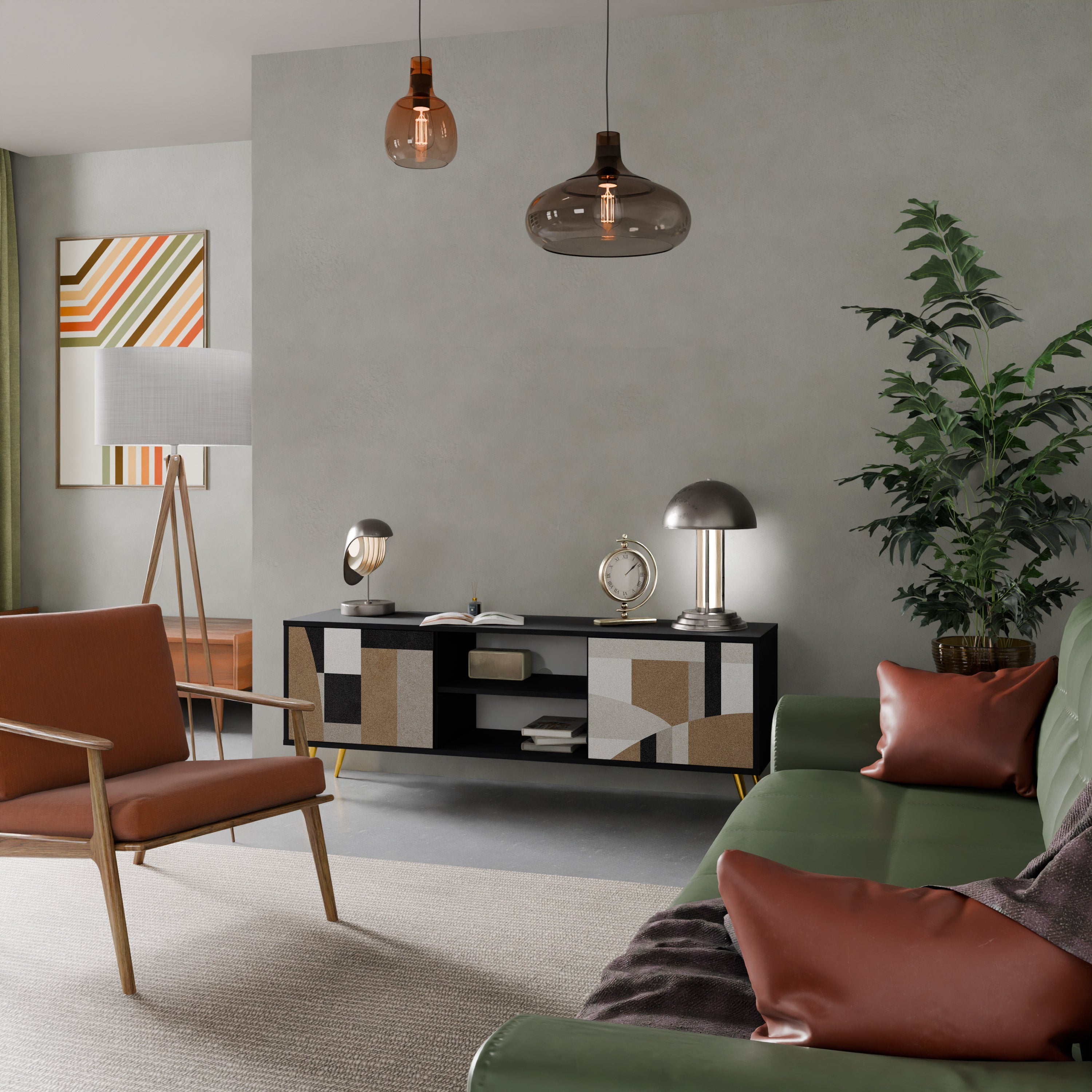 Meuble TV 2 portes DELICATE MEMENTO finition noire