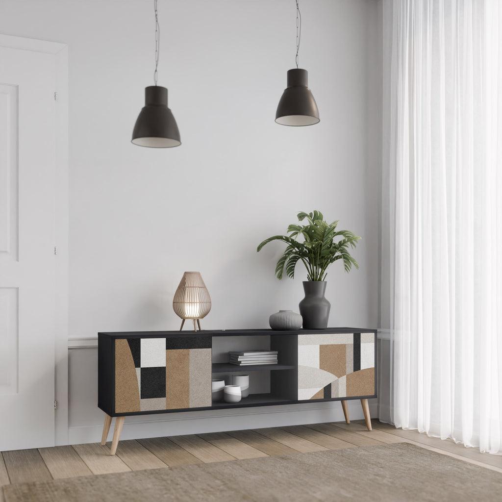 Meuble TV 2 portes DELICATE MEMENTO finition noire