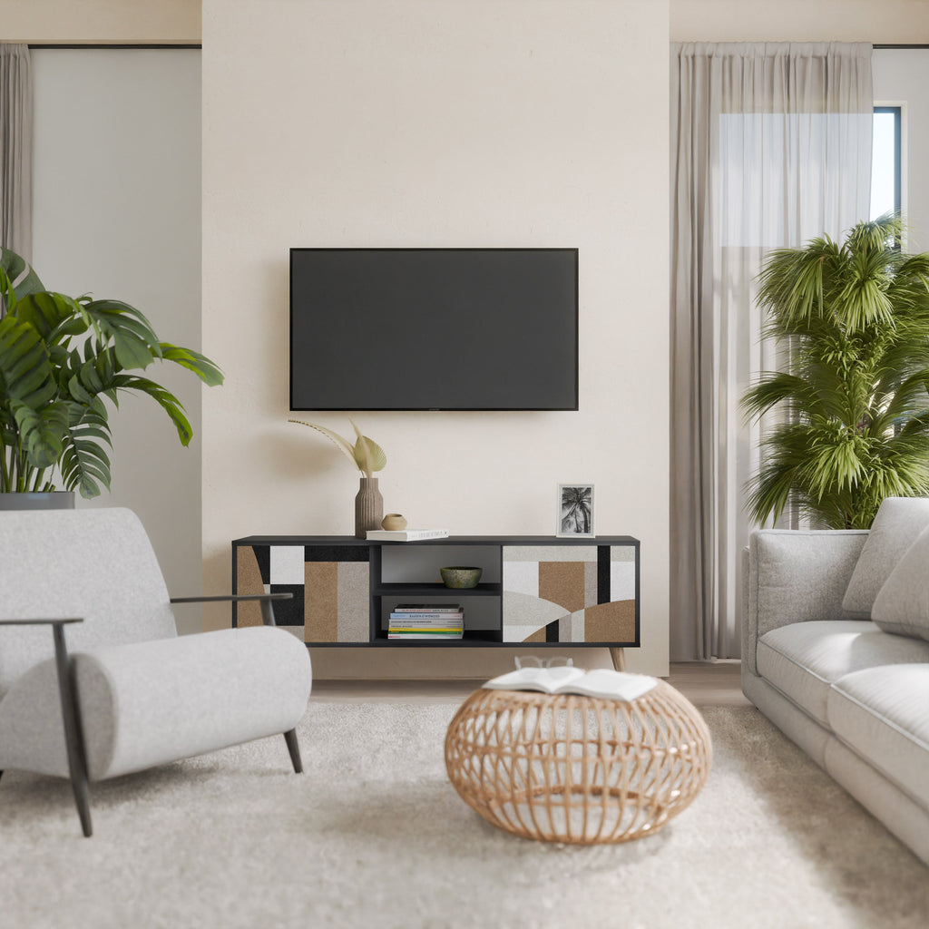 Meuble TV 2 portes DELICATE MEMENTO finition noire