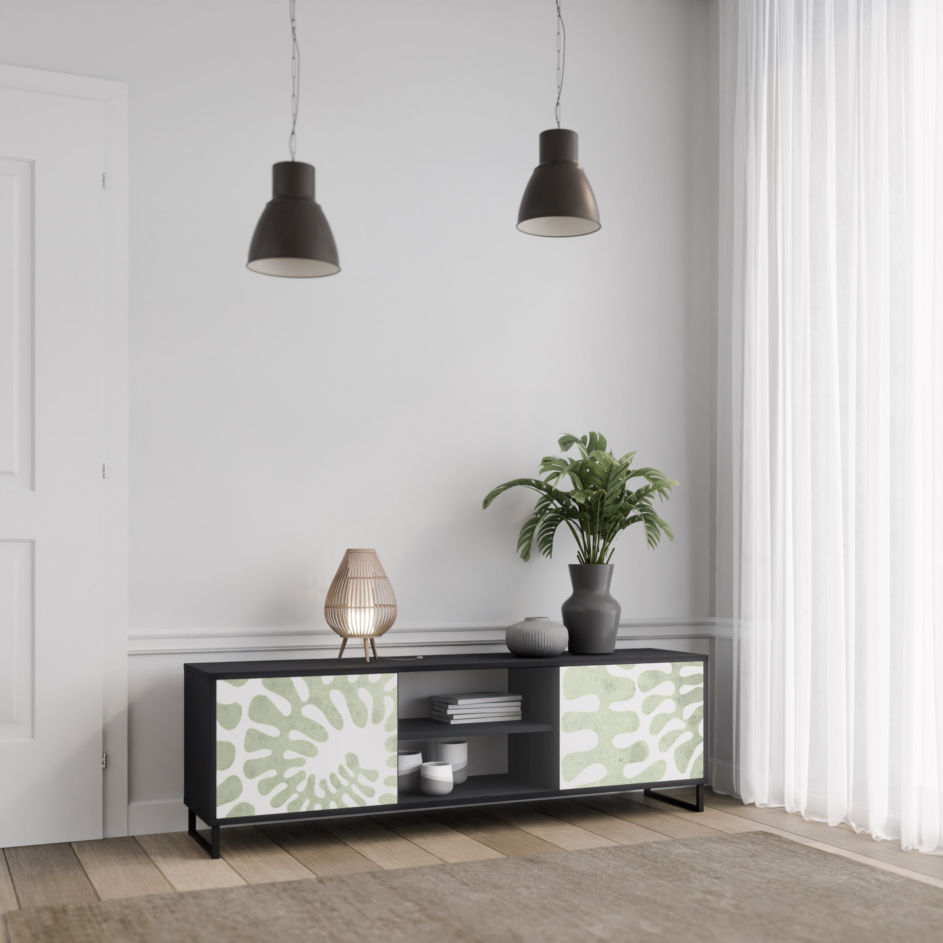 Meuble TV 2 portes HELIX DANCE finition noire