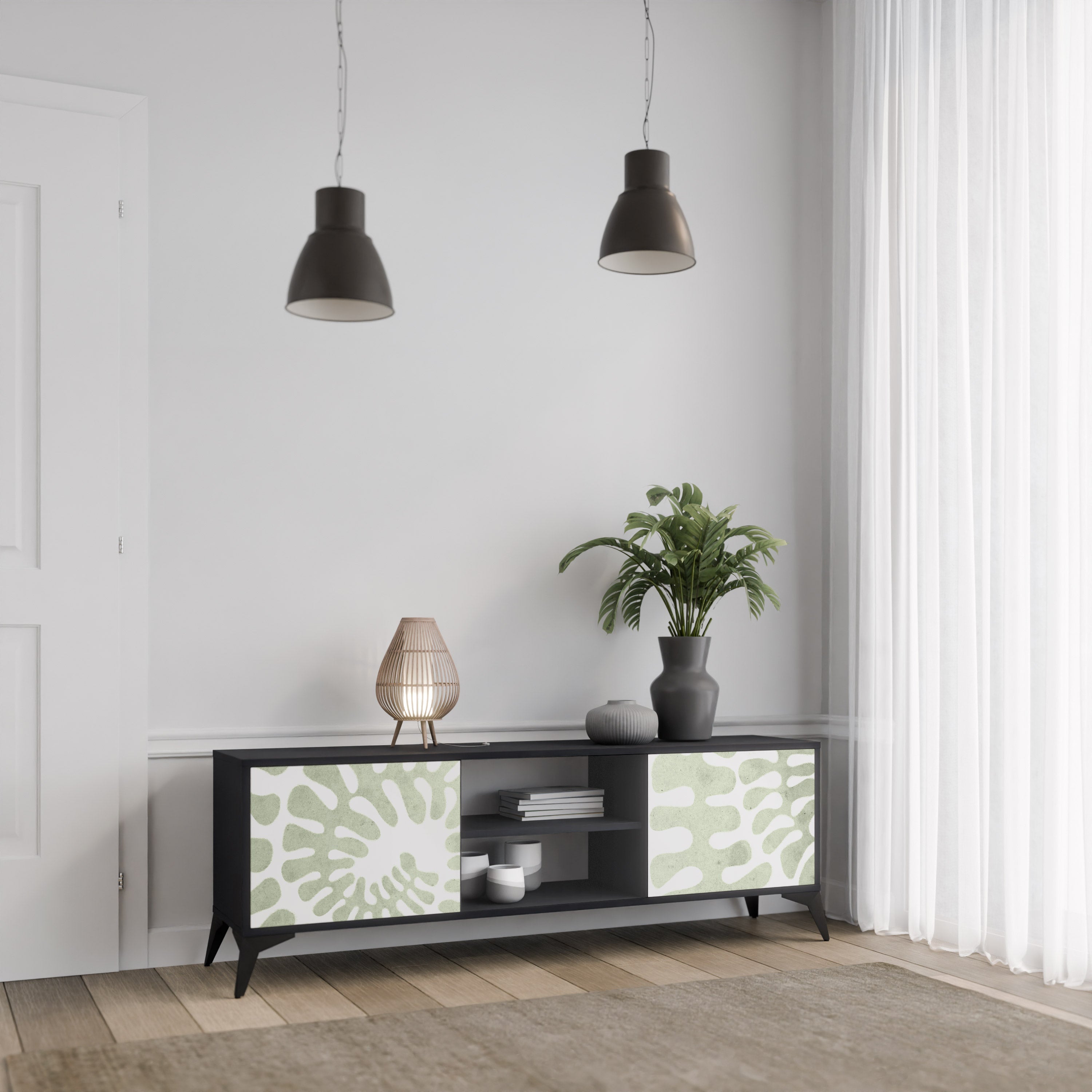 Meuble TV 2 portes HELIX DANCE finition noire