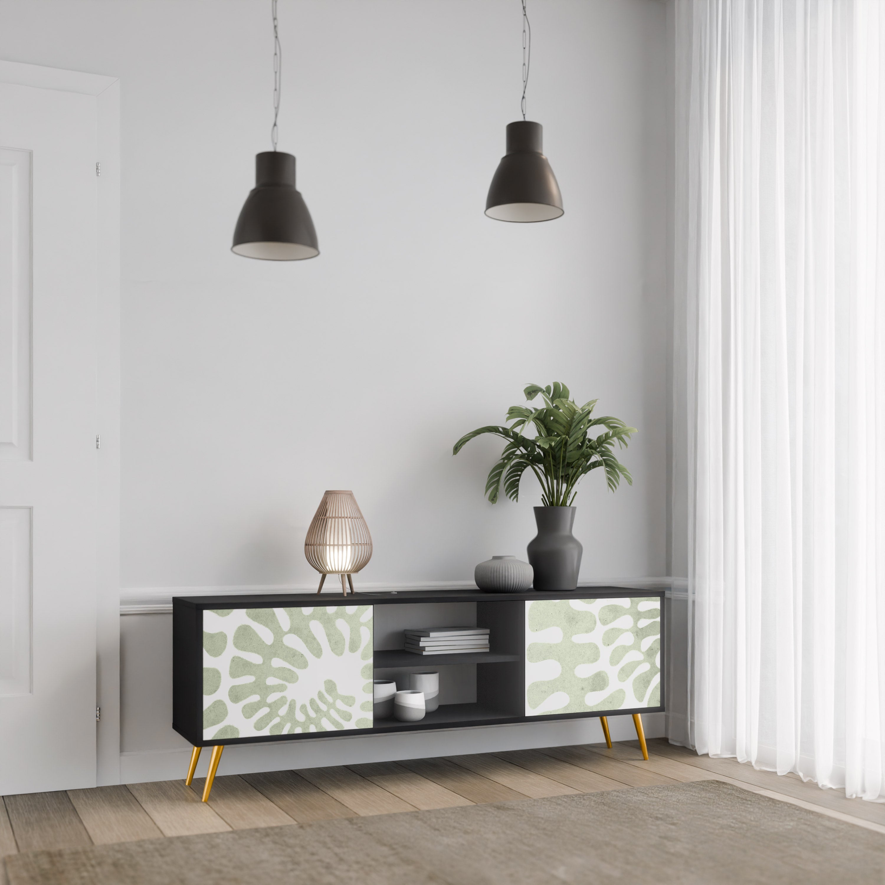 Meuble TV 2 portes HELIX DANCE finition noire