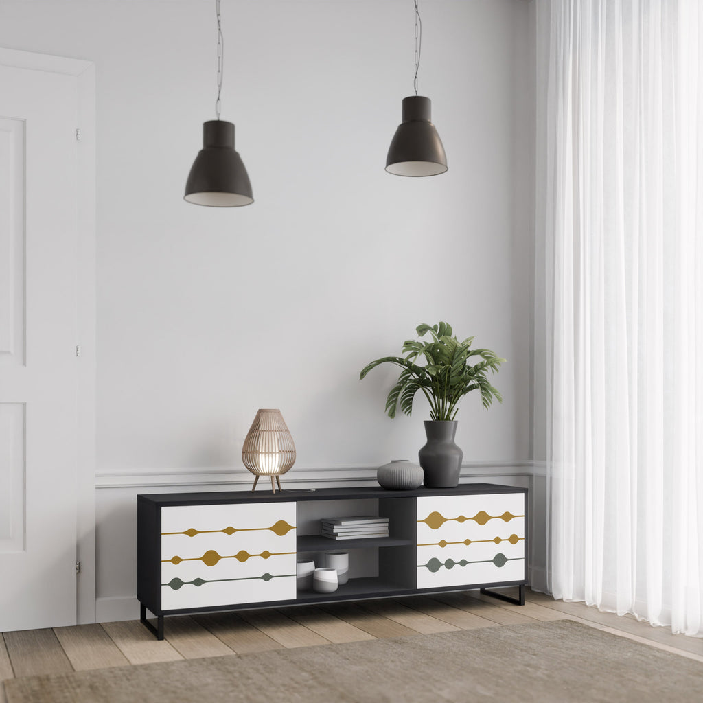 Meuble TV 2 portes VIVID TONE finition noire