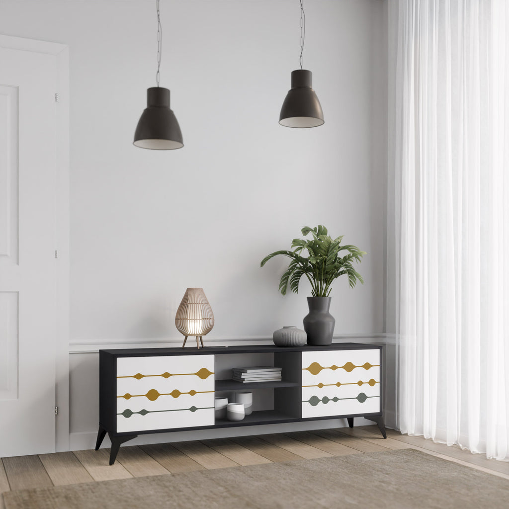 Meuble TV 2 portes VIVID TONE finition noire