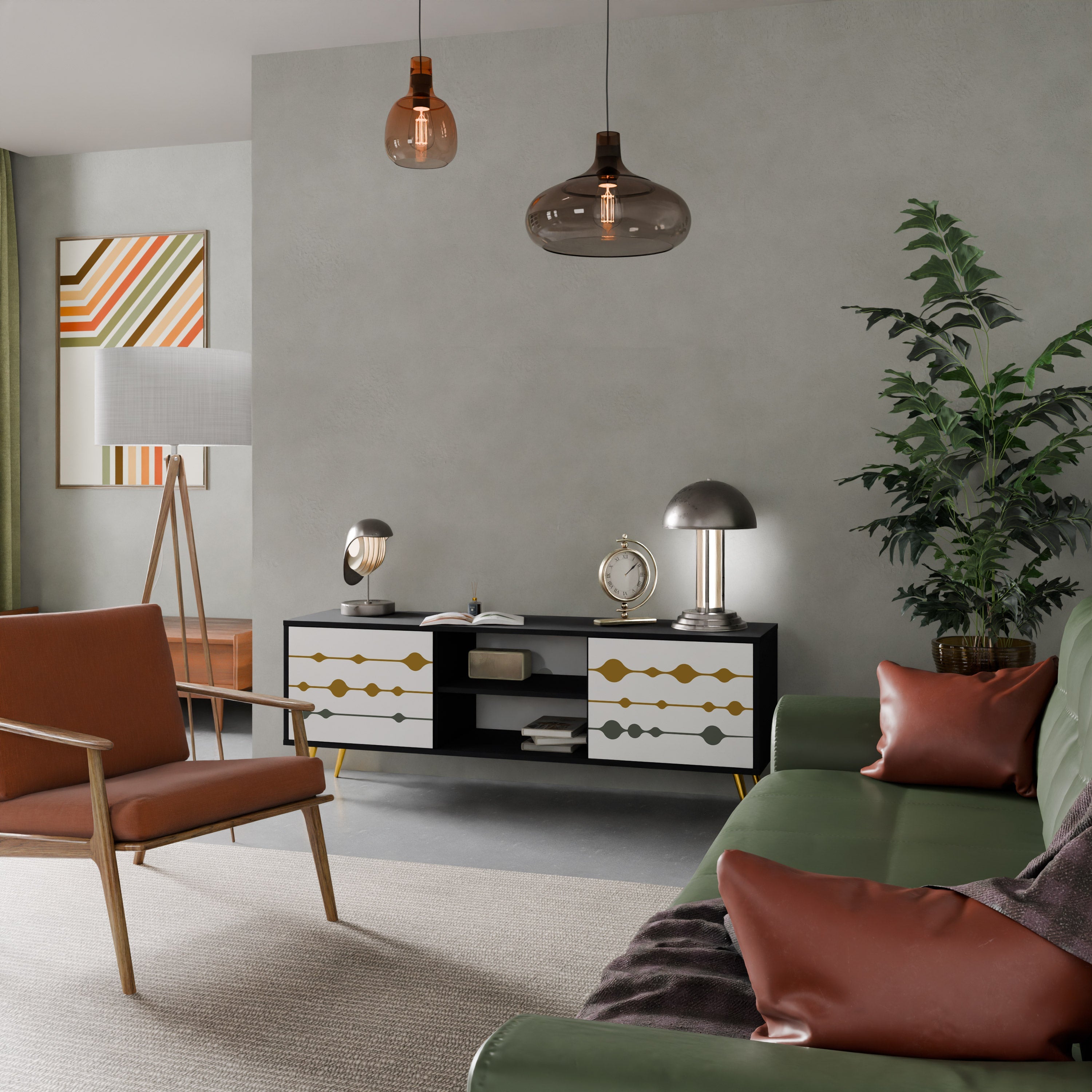 Meuble TV 2 portes VIVID TONE finition noire