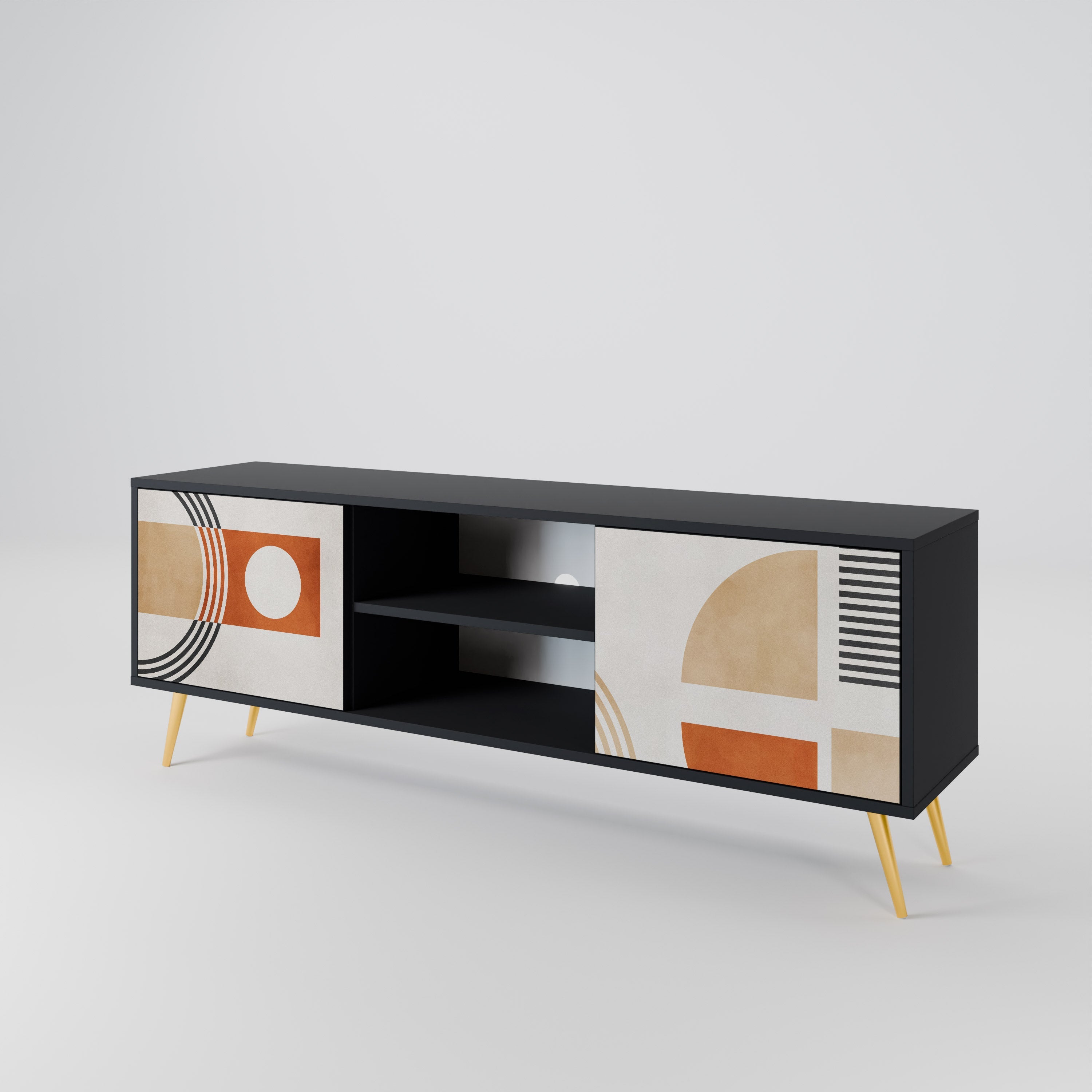 Meuble TV 2 portes SPACE AROUND en finition noire