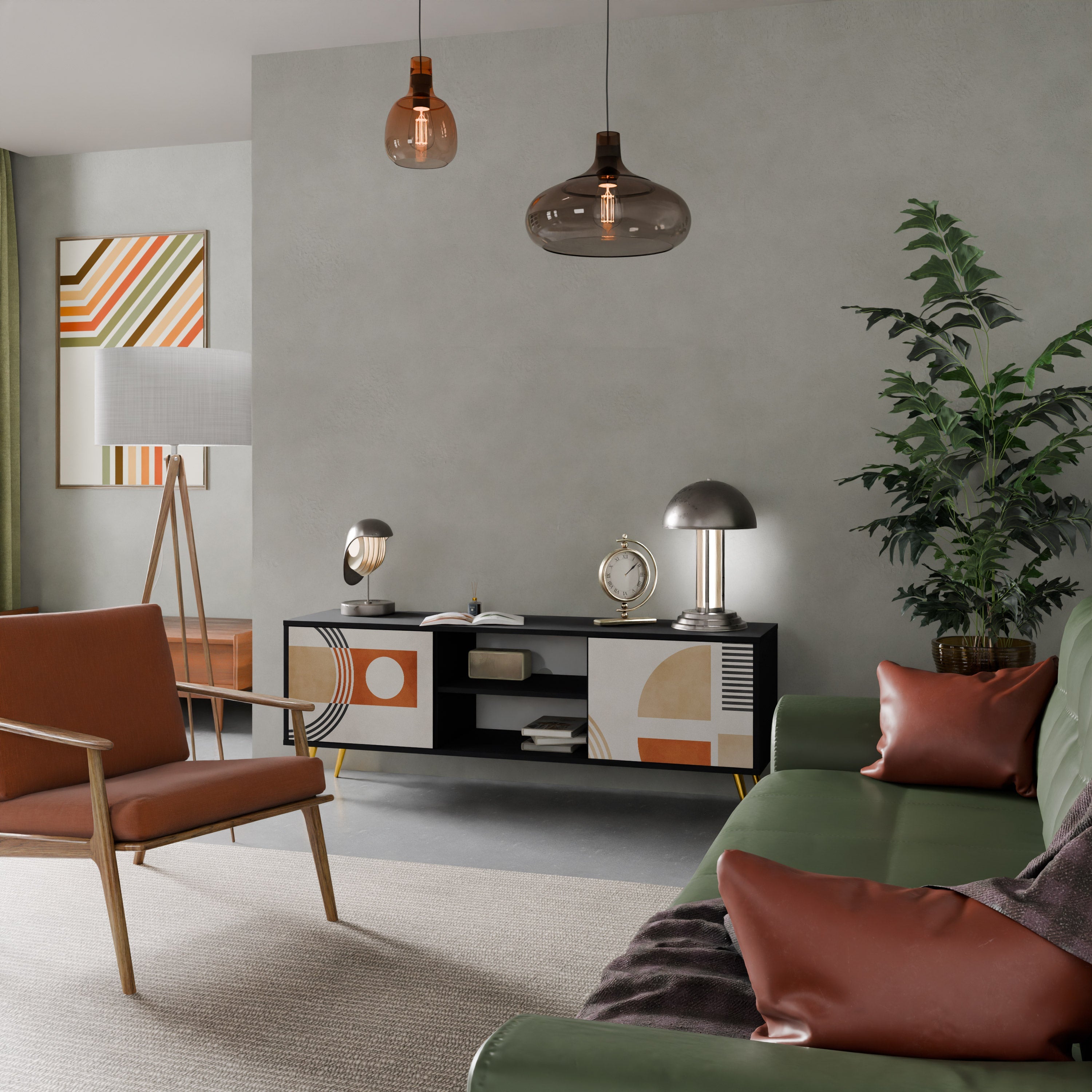 Meuble TV 2 portes SPACE AROUND en finition noire