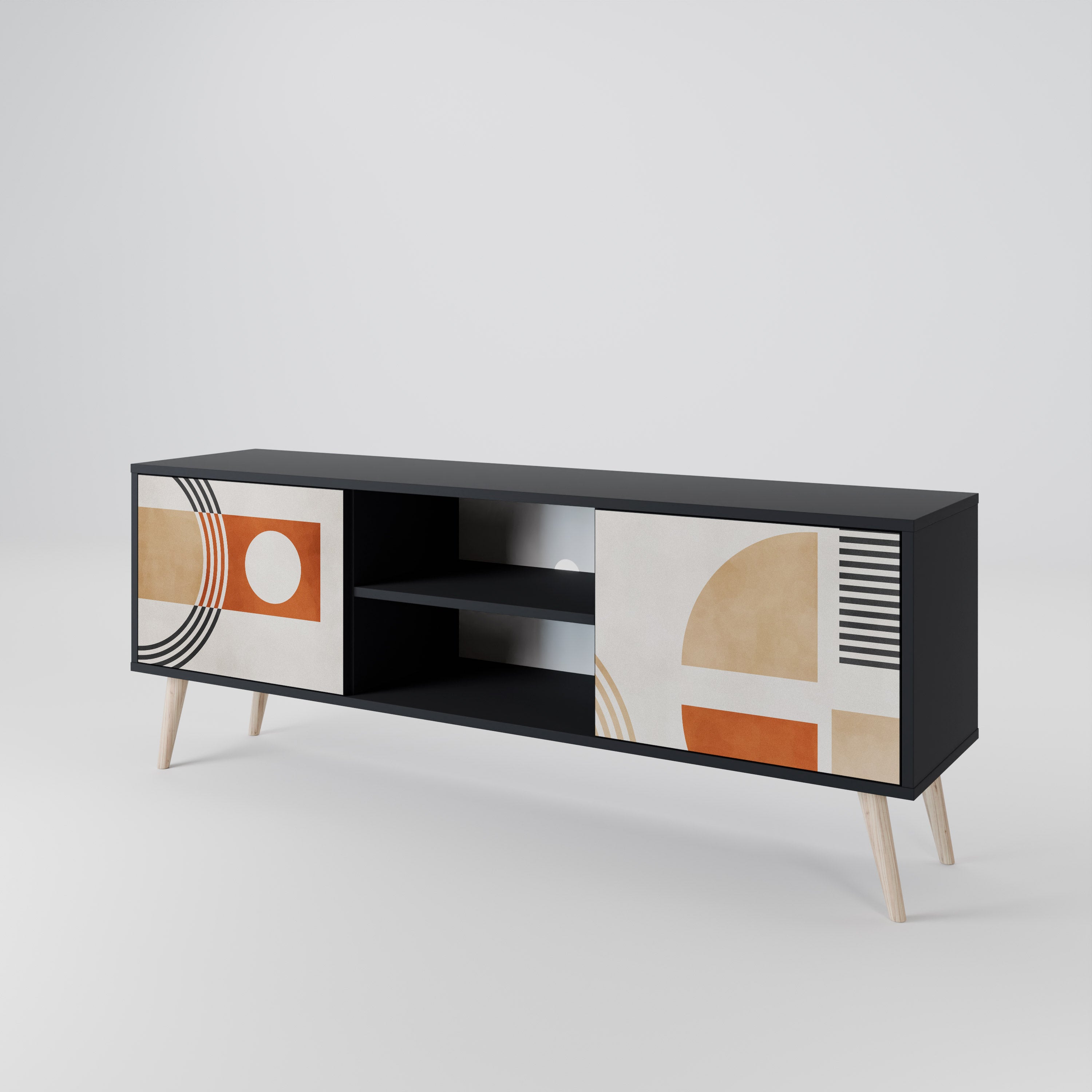 Meuble TV 2 portes SPACE AROUND en finition noire