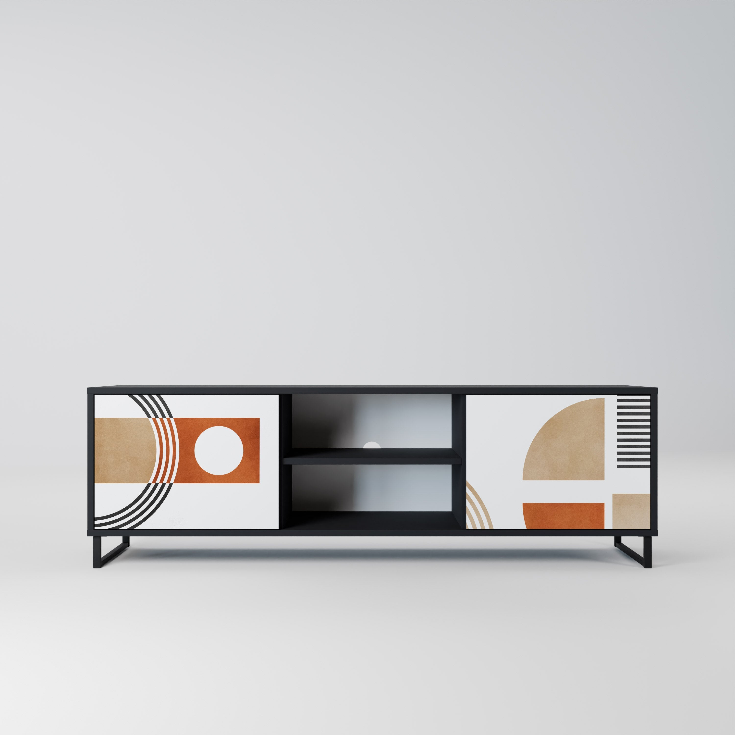 Meuble TV 2 portes CIRCLE RHYTM finition noire