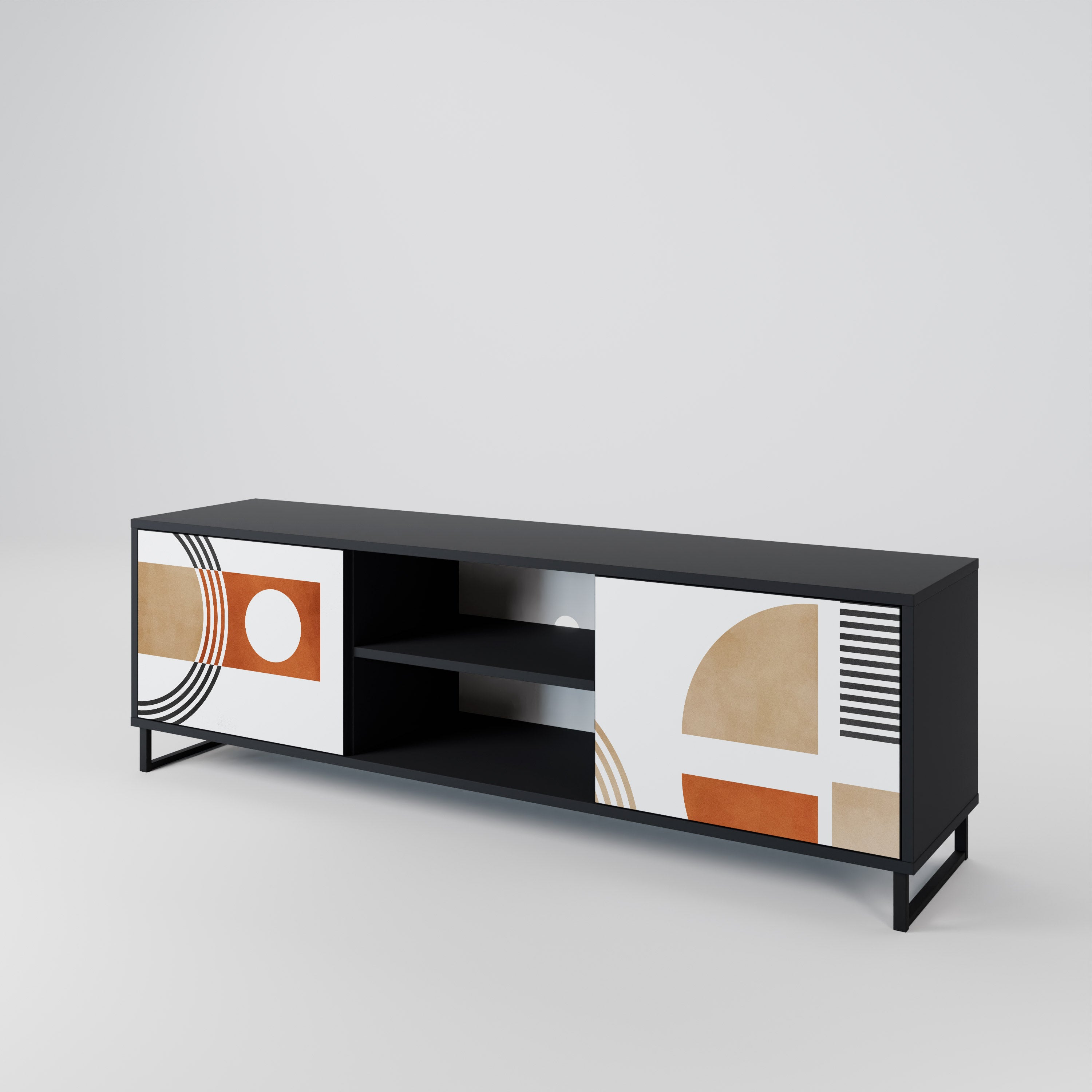 Meuble TV 2 portes CIRCLE RHYTM finition noire