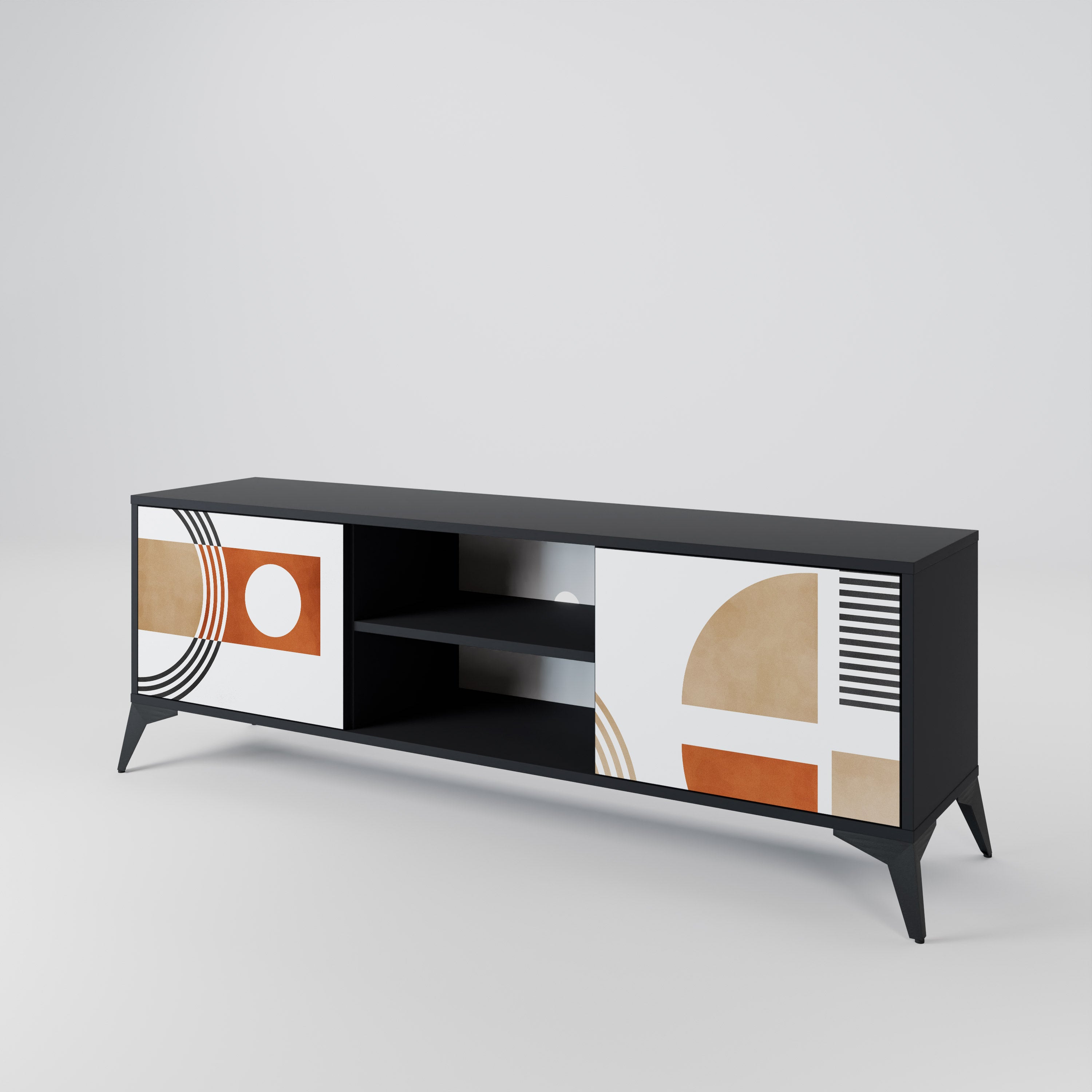 Meuble TV 2 portes CIRCLE RHYTM finition noire